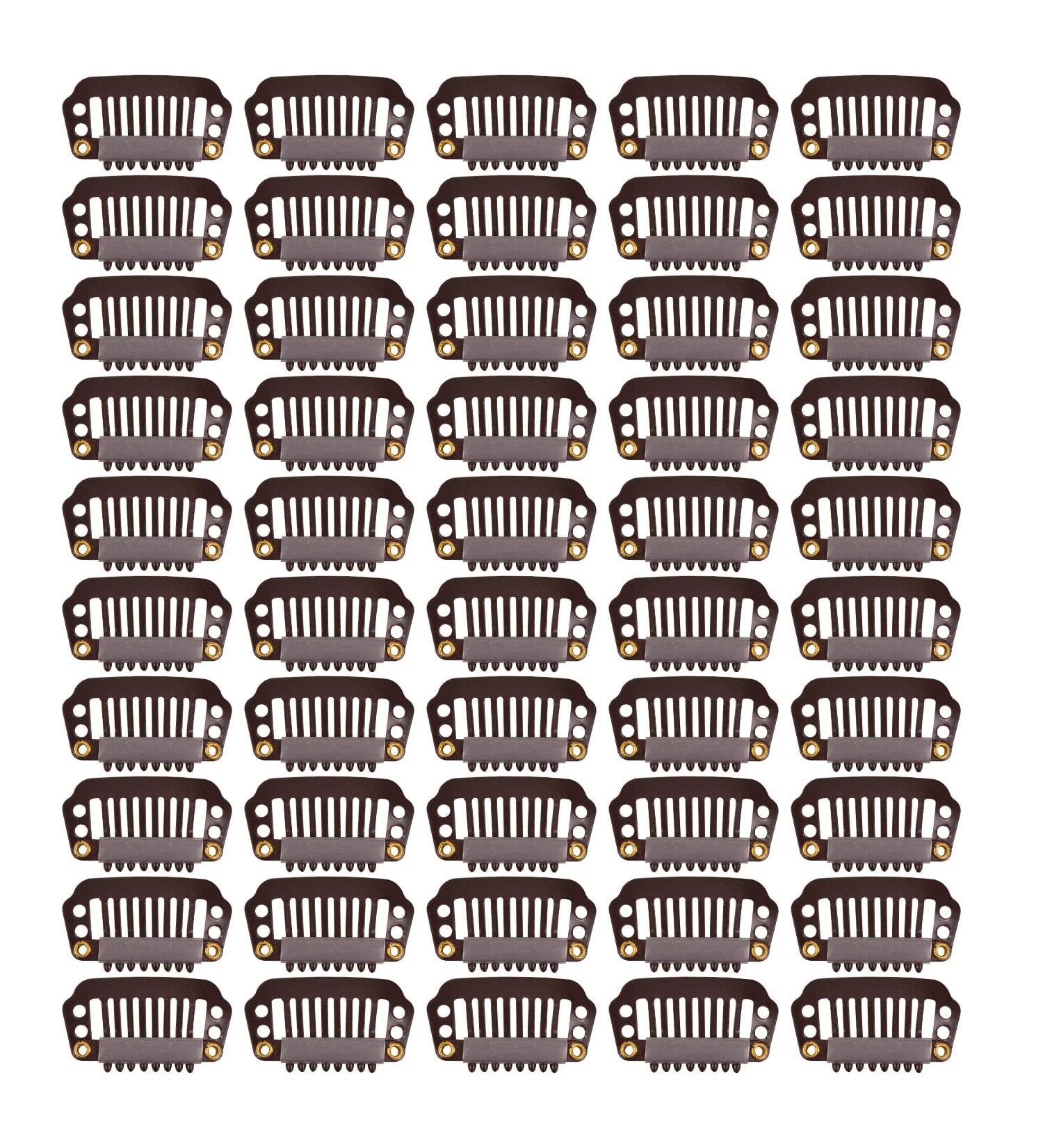 50 Pieces Dark Brown Hair Extensions Clips - 28mm 9-Teeth Rubber Metal Snap Clips for Wigs - Buy Online on GoSupps.com