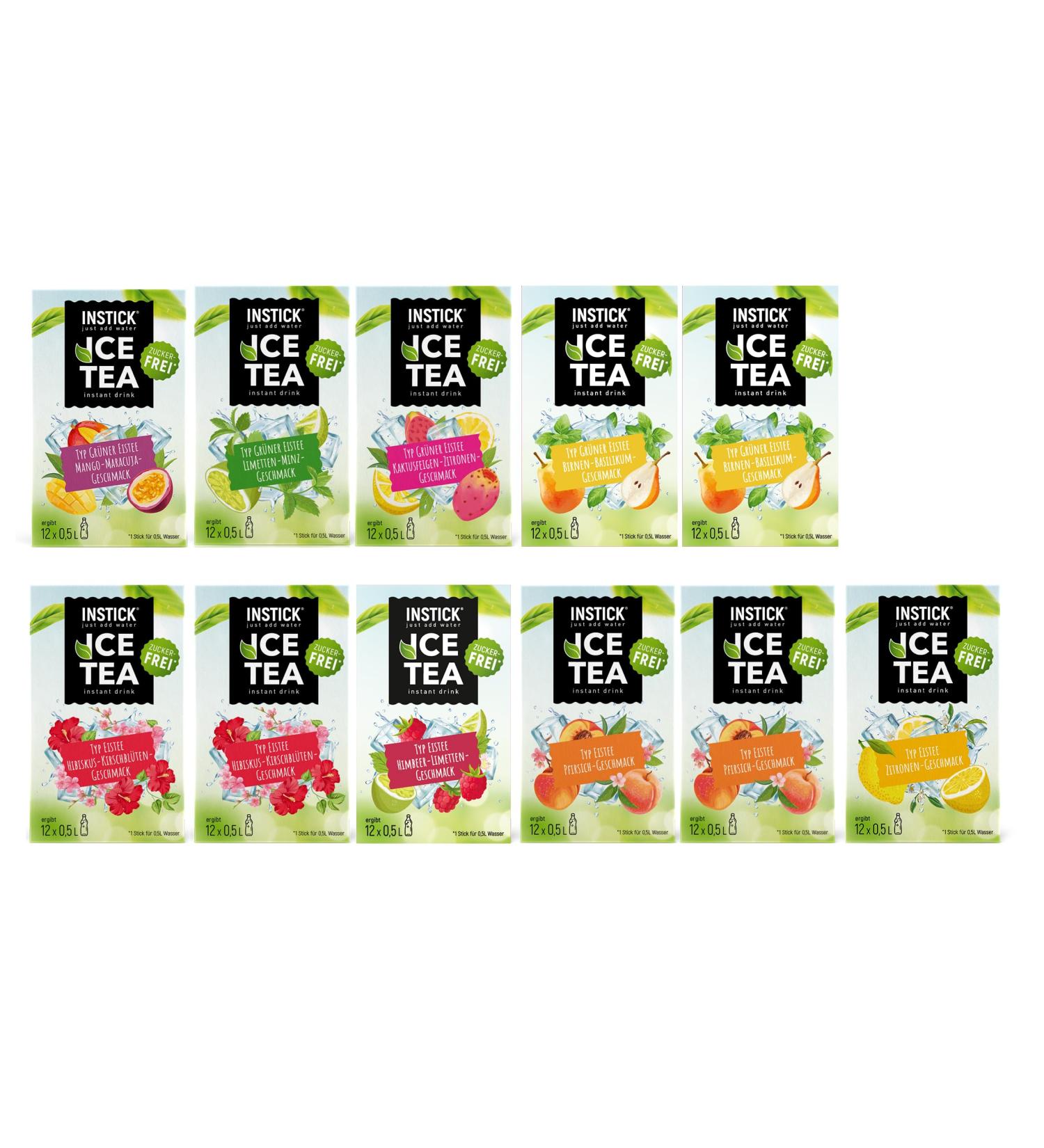Buy Intick Sugar-Free Ice Tea Bundle | Vegan Instant Drink Powder | 11x12 Sticks | Low-Calorie Beverage with Vitamin C Refreshing & Healthy - Buy Online on GoSupps.com