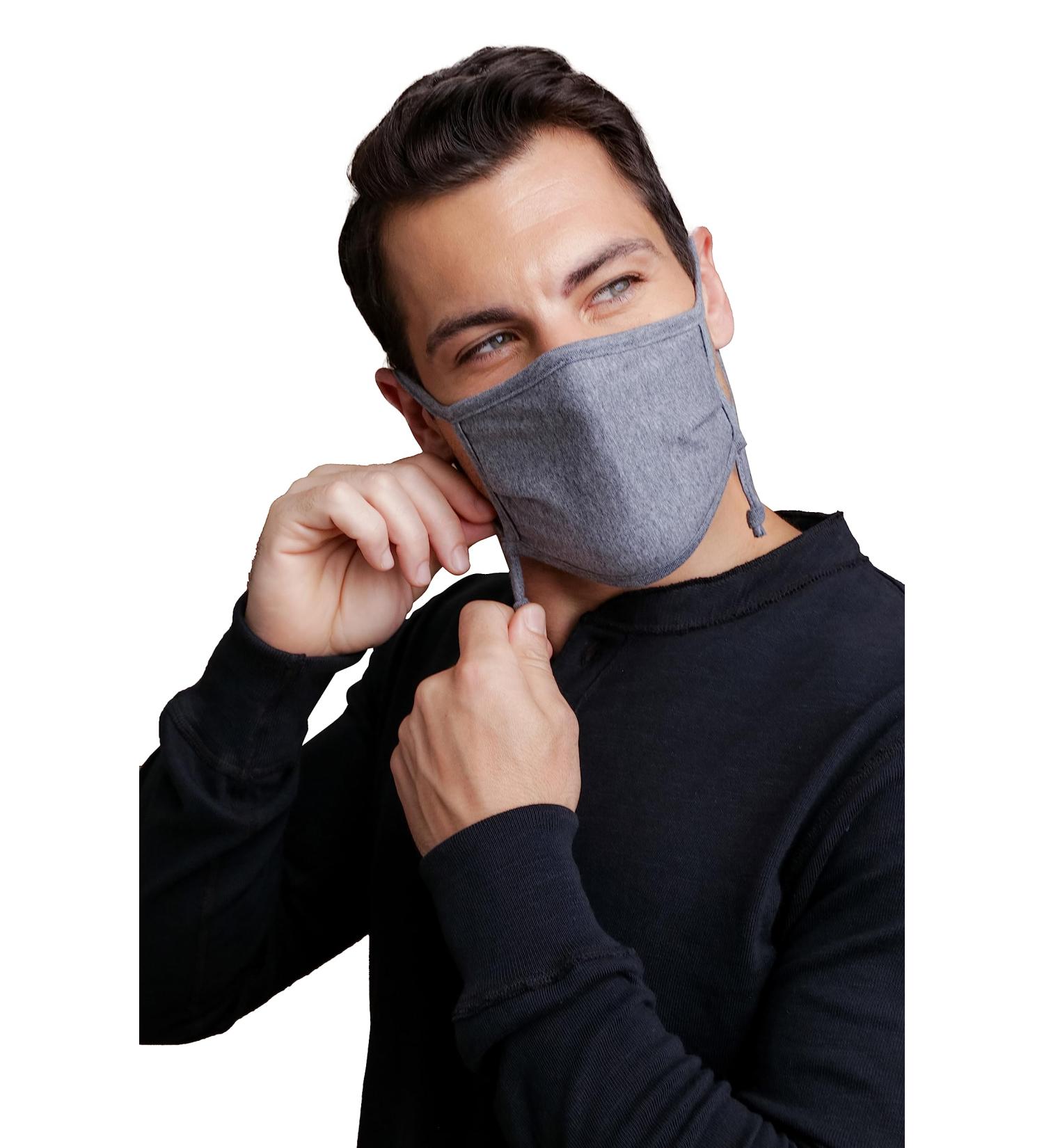 Cottonique Hypoallergenic Face Mask with Adjustable Earloops (2/Pack | Melange Grey) - Buy Online on GoSupps.com