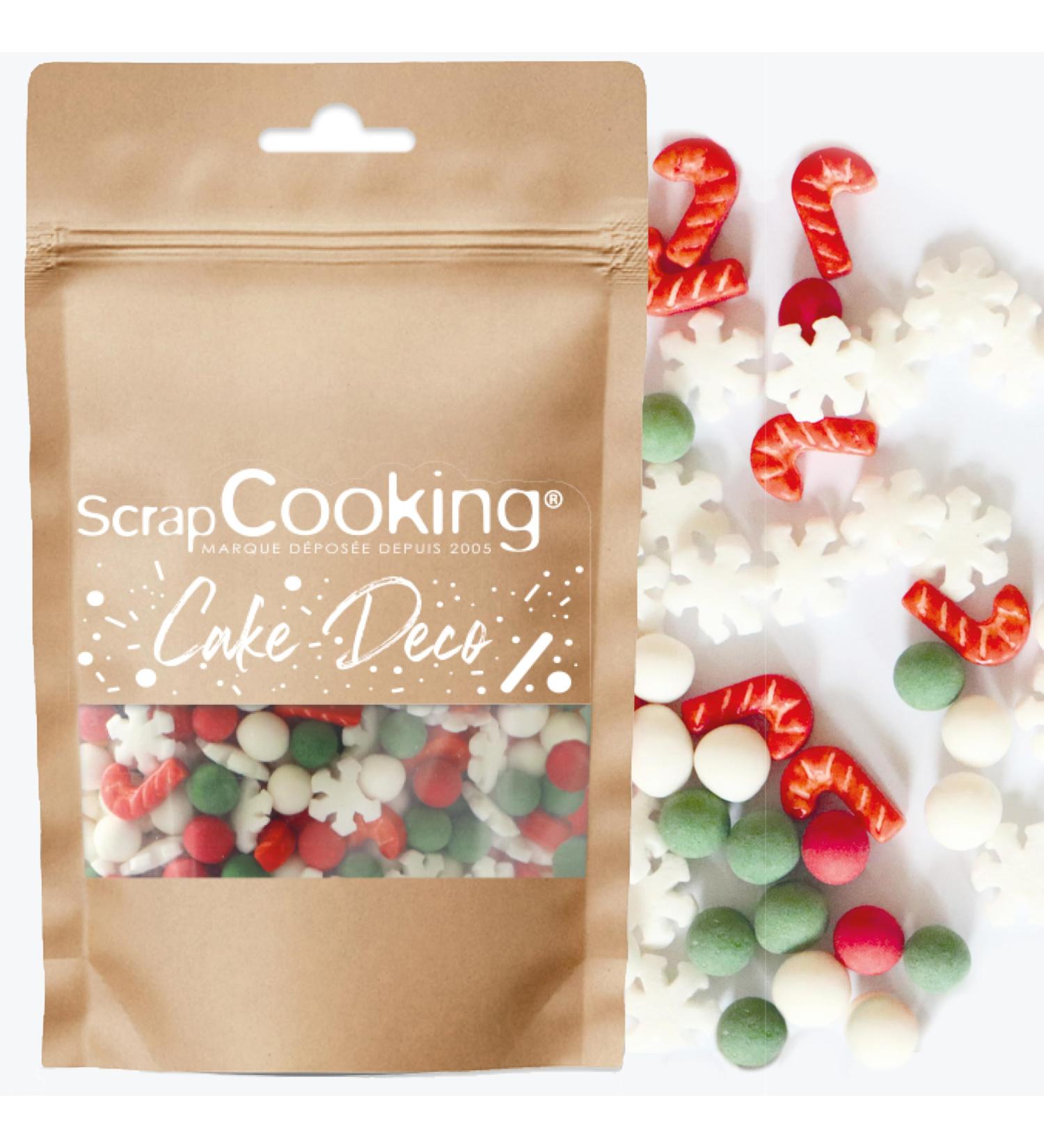 ScrapCooking 7532 - Christmas Sweet Decorations 42 g - Flakes Red Green & White Beads Barley Sugars - Edible Pastry Sprink - Buy Online on GoSupps.com
