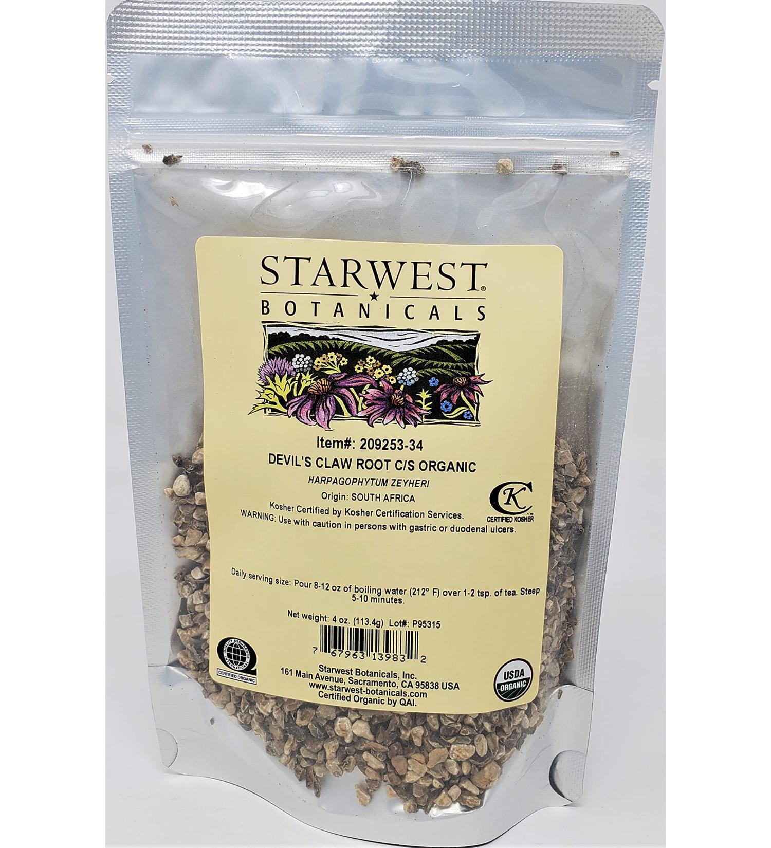 Starwest Botanicals Organic Devil's Claw Root Cut & Sifted 4 Ounces