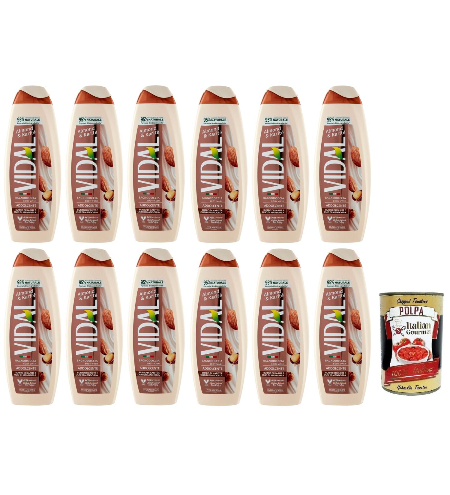  Italian Gourmet E.R. Vidal Almond & Shea Shower Gel with Shea Butter and Almond Oil 500 ml + Italian Gourmet Tomato Pulp 400 g - Buy Online on GoSupps.com