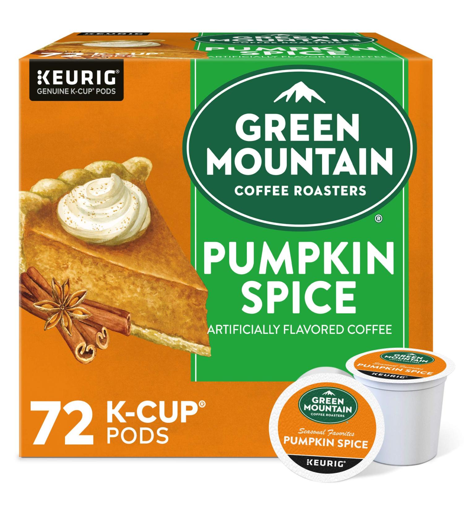 Green Mountain Pumpkin Spice K-Cup Pods 72 Count - Flavored Light Roast Coffee - Buy Online on GoSupps.com