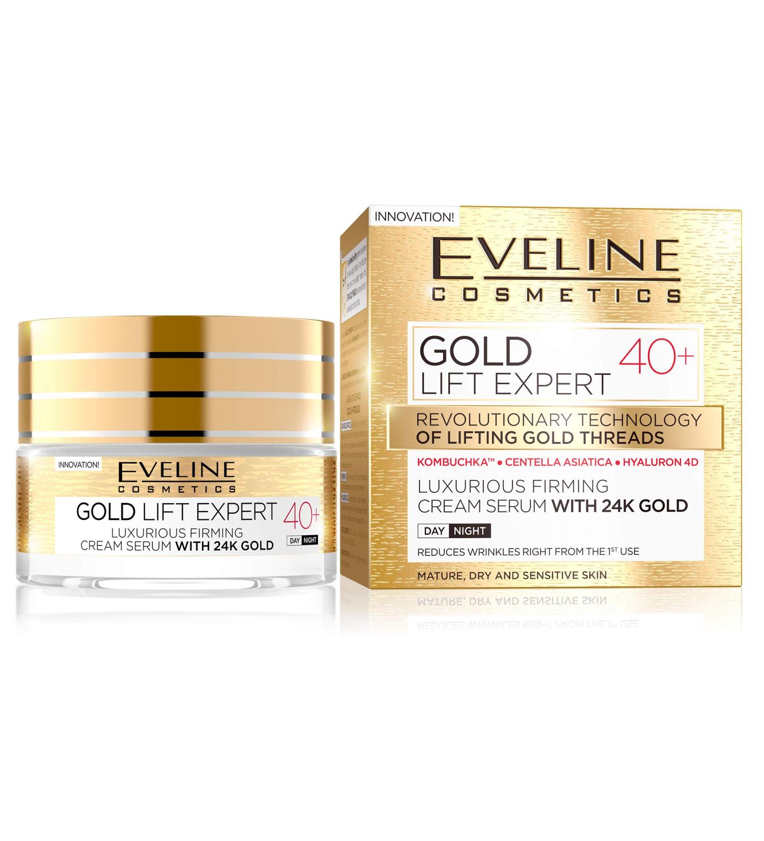 Eveline Cosmetics Gold Lift Expert 40+ Face Firming Cream Serum with 24K Gold - Youthful Skin & Anti-Aging Solution International Shipping Available - Buy Online on GoSupps.com