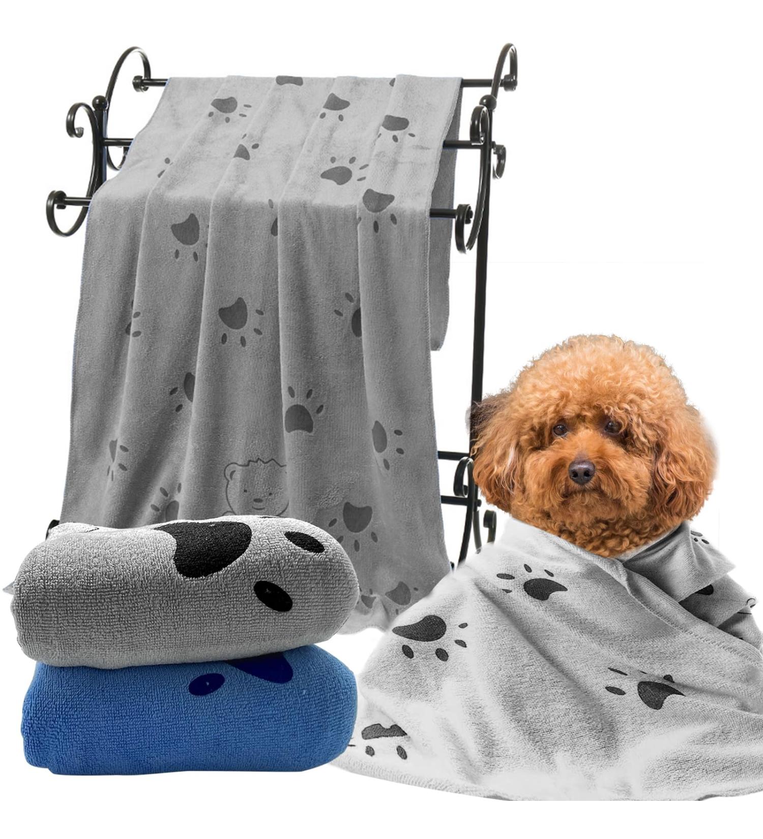 LLMSix Extra Absorbent Dog Towels - Large Microfiber Pet Towels for Small & Large Dogs/Cats (140x70cm) - Quick Drying & Soft - Buy Online on GoSupps.com