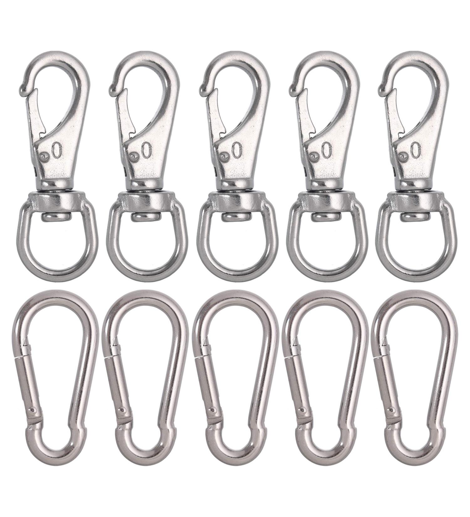 Mixiflor Stainless Steel Swivel Eye Snap Hook Set - 5pcs Flag Pole Clips & Carabiner Diving Clips for Bird Feeders, Pet Chains, and More - Buy Online on GoSupps.com
