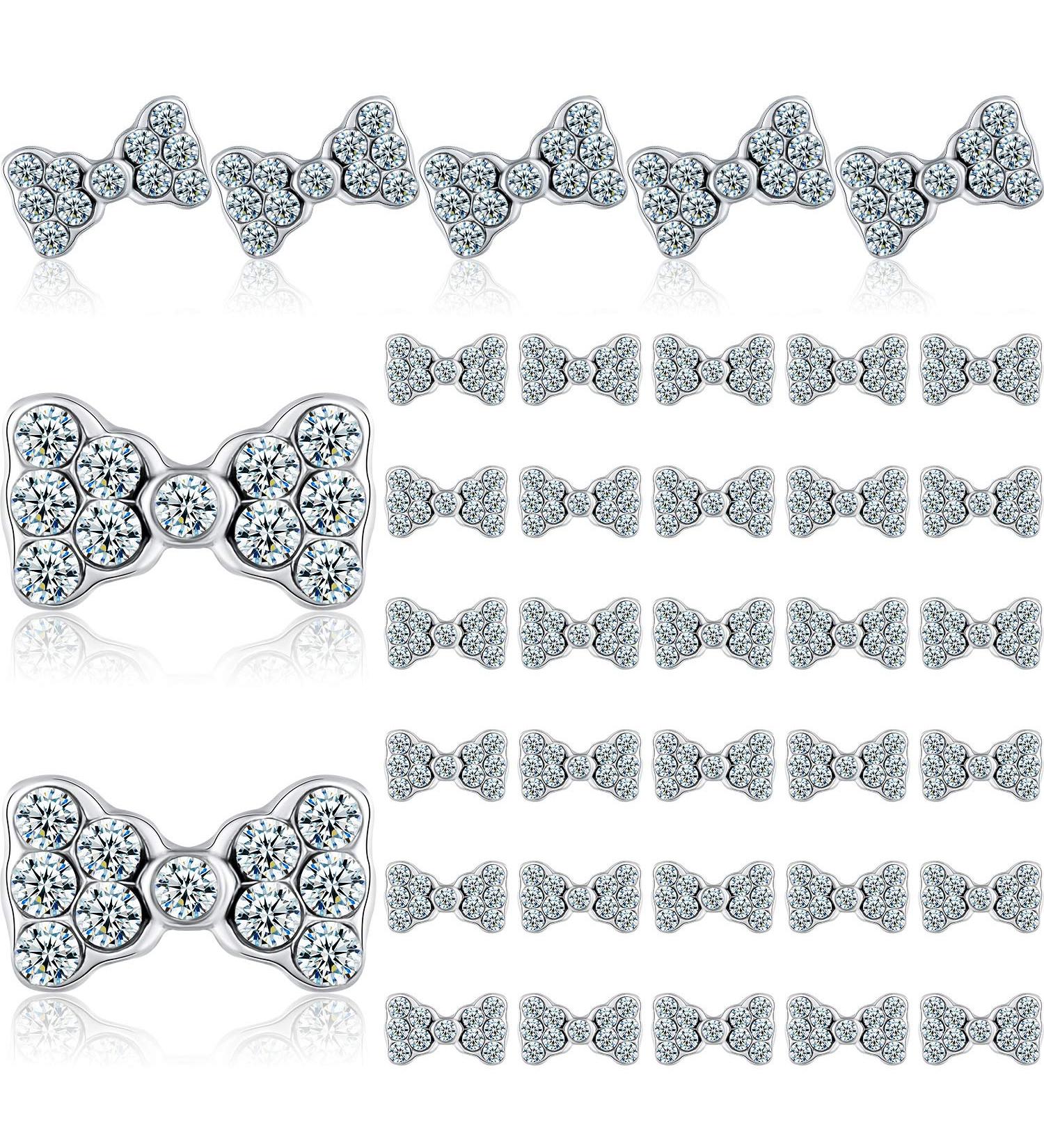 40 Pieces 3D Bow Nail Charms - Rhinestone Alloy Bow Tie Design Decals for Women & Girls DIY Nail Art - Buy Online on GoSupps.com