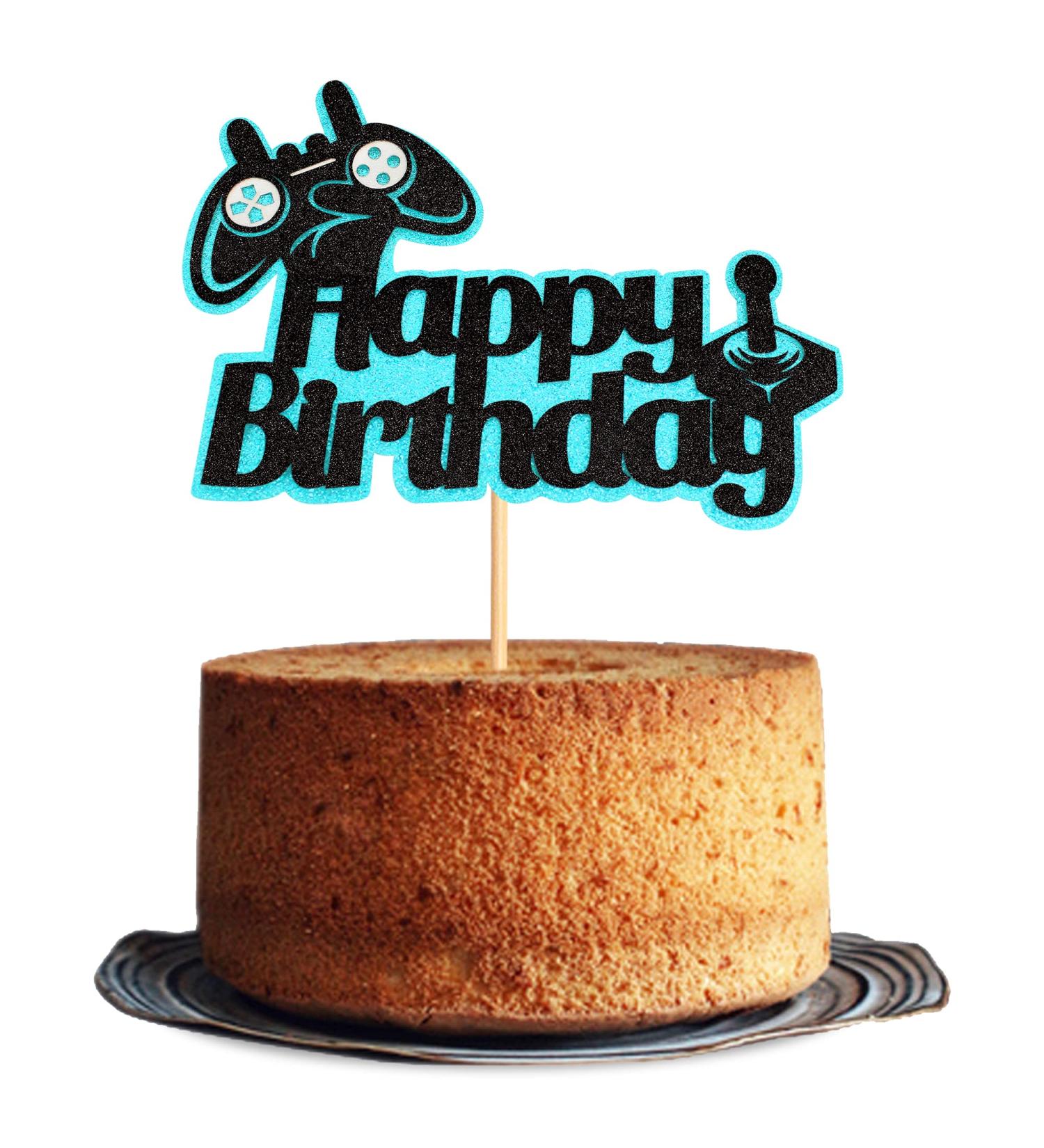 Ercadio 1 Pack Video Game Cake Toppers Blue Game On Level Up Cupcake Picks Game Happy Birthday Cupcake Picks for Game Theme Baby Shower Birthday Party Cake Decorations Supplies Pattern-6 - Buy Online on GoSupps.com