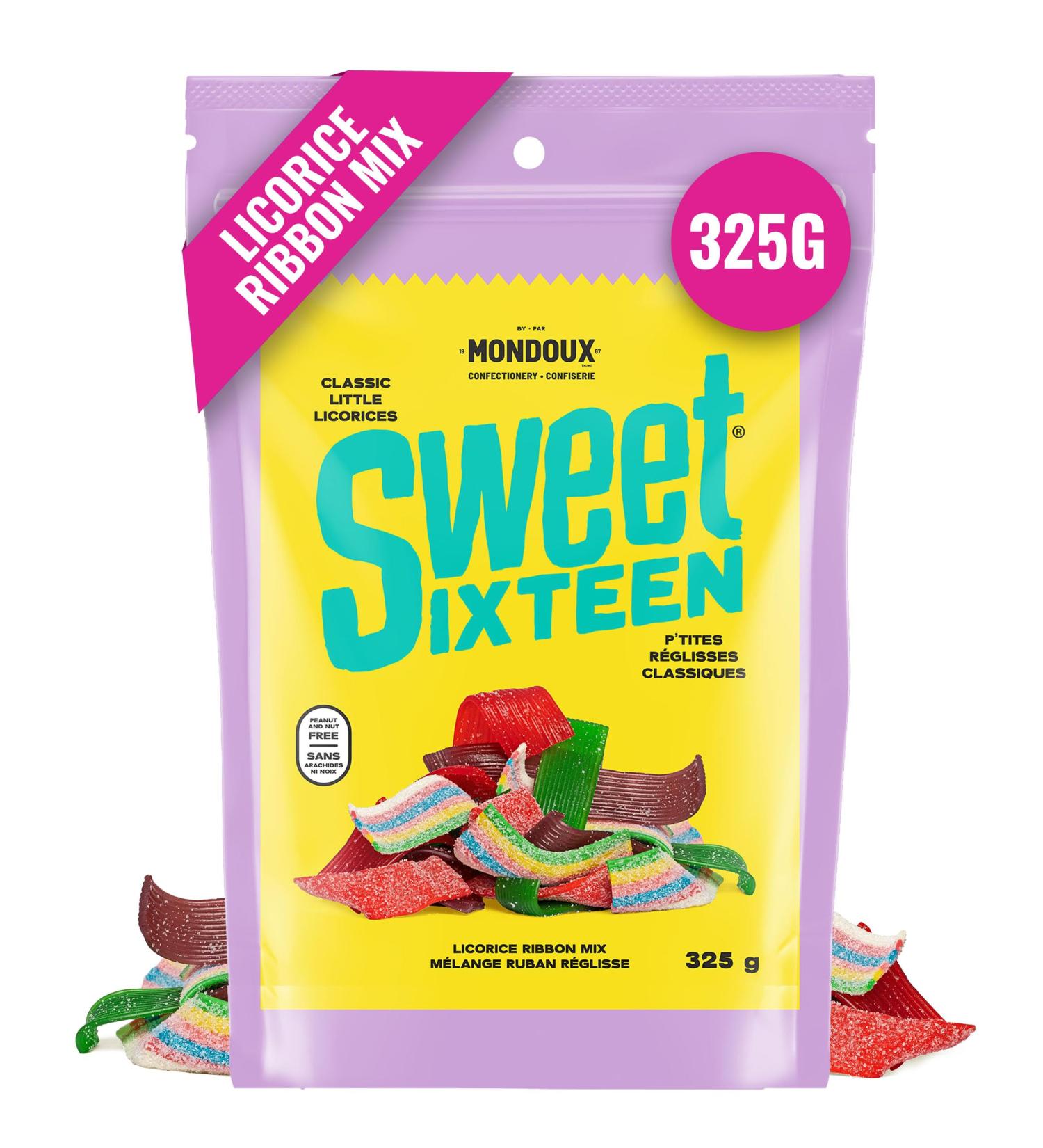 Sweet Sixteen Licorice Ribbon Candy Classic Mix of Sweet and Sour-Coated Licorice 325g per Pack Peanut & Nut-Free Candies Soft Chewy and Always Fresh - Buy Online on GoSupps.com
