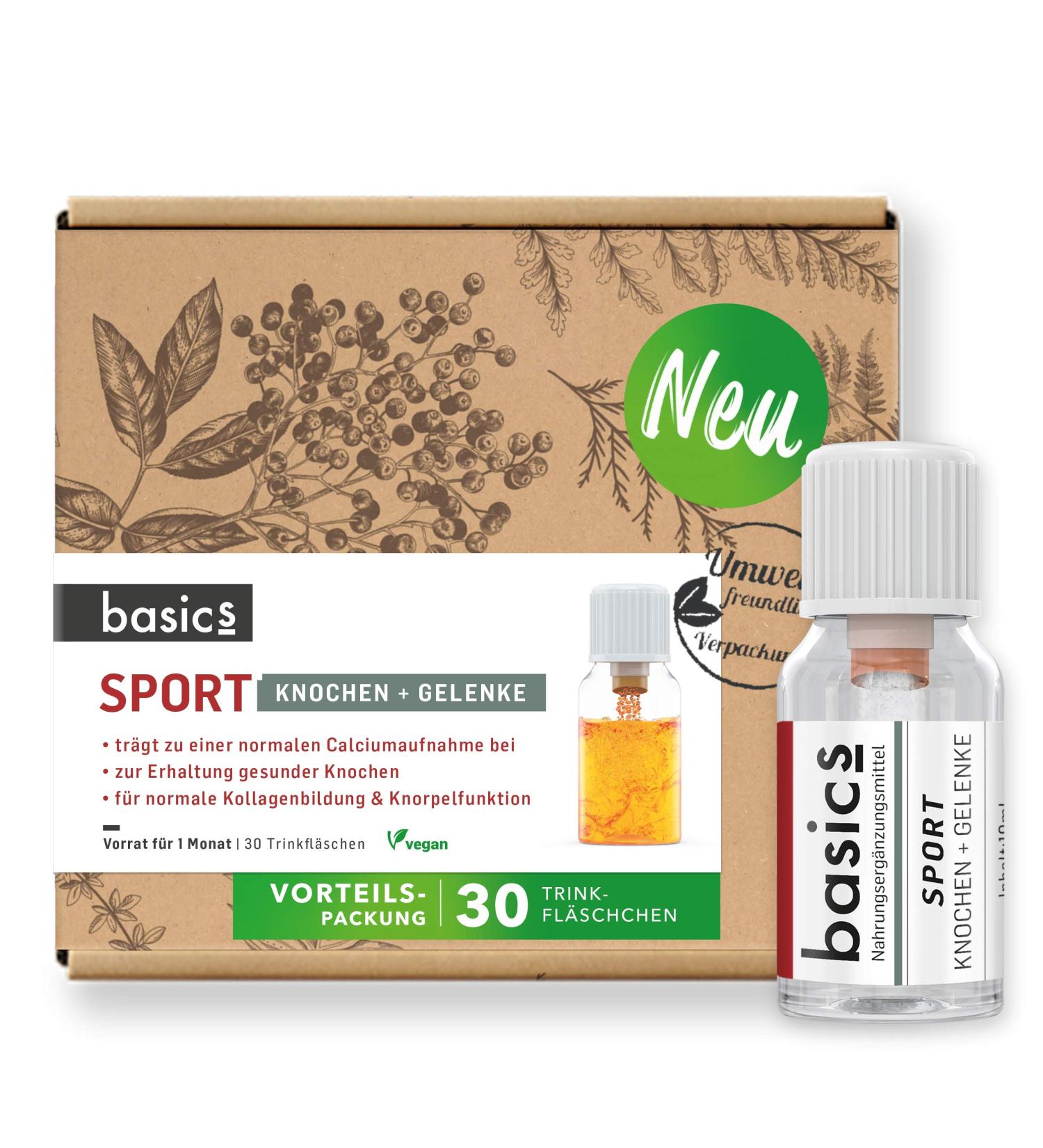Basics Sport Vitamin Complex - High-Dose Vegan Supplement (30 x 10ml Vials) | Supports Bones & Joints with Vitamins K B12 D3 Manganese & Zinc - Buy Online on GoSupps.com