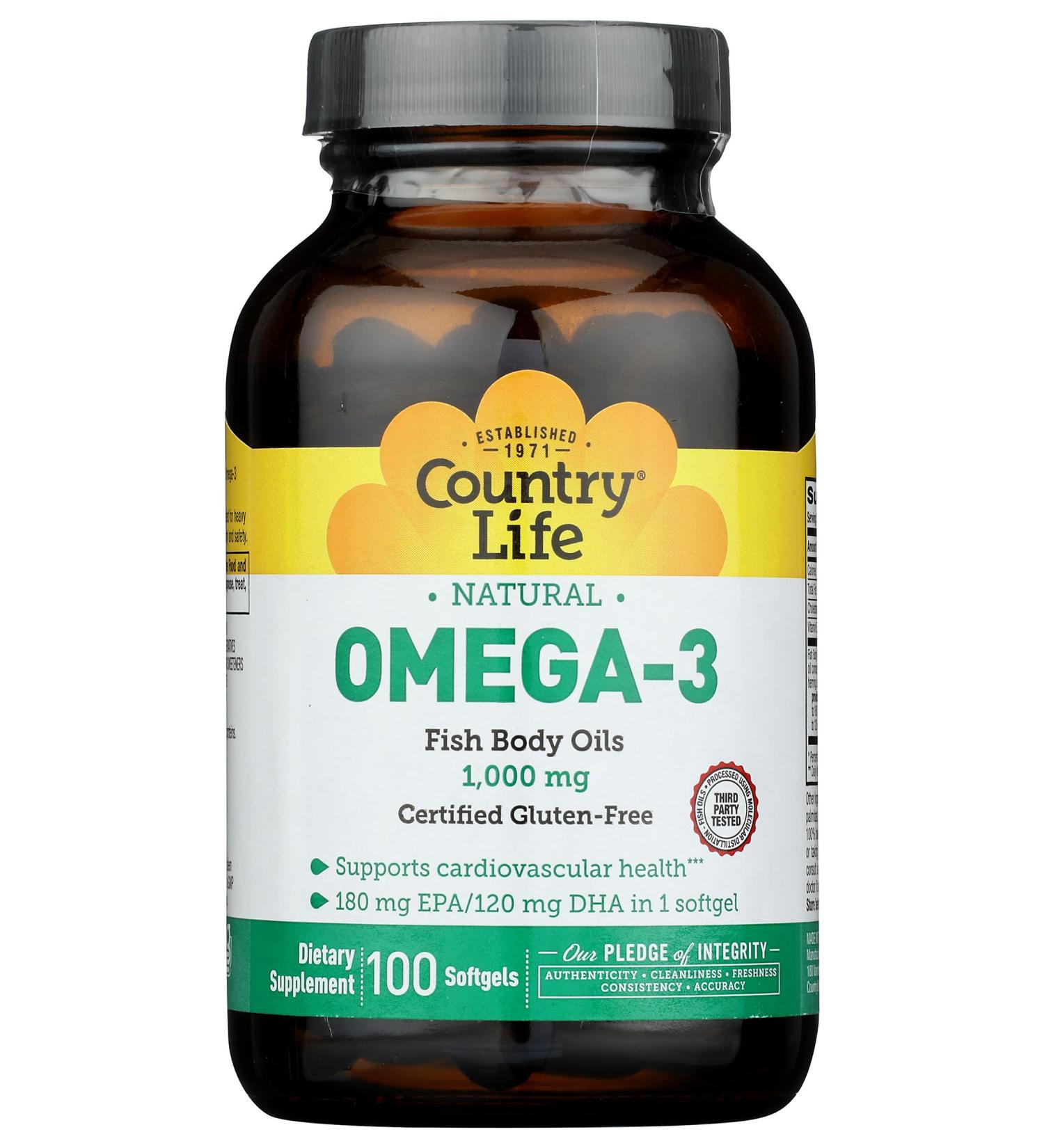 Country Life Omega 3 Fish Oil 1000 Mg 100 Ct - Buy Online on GoSupps.com