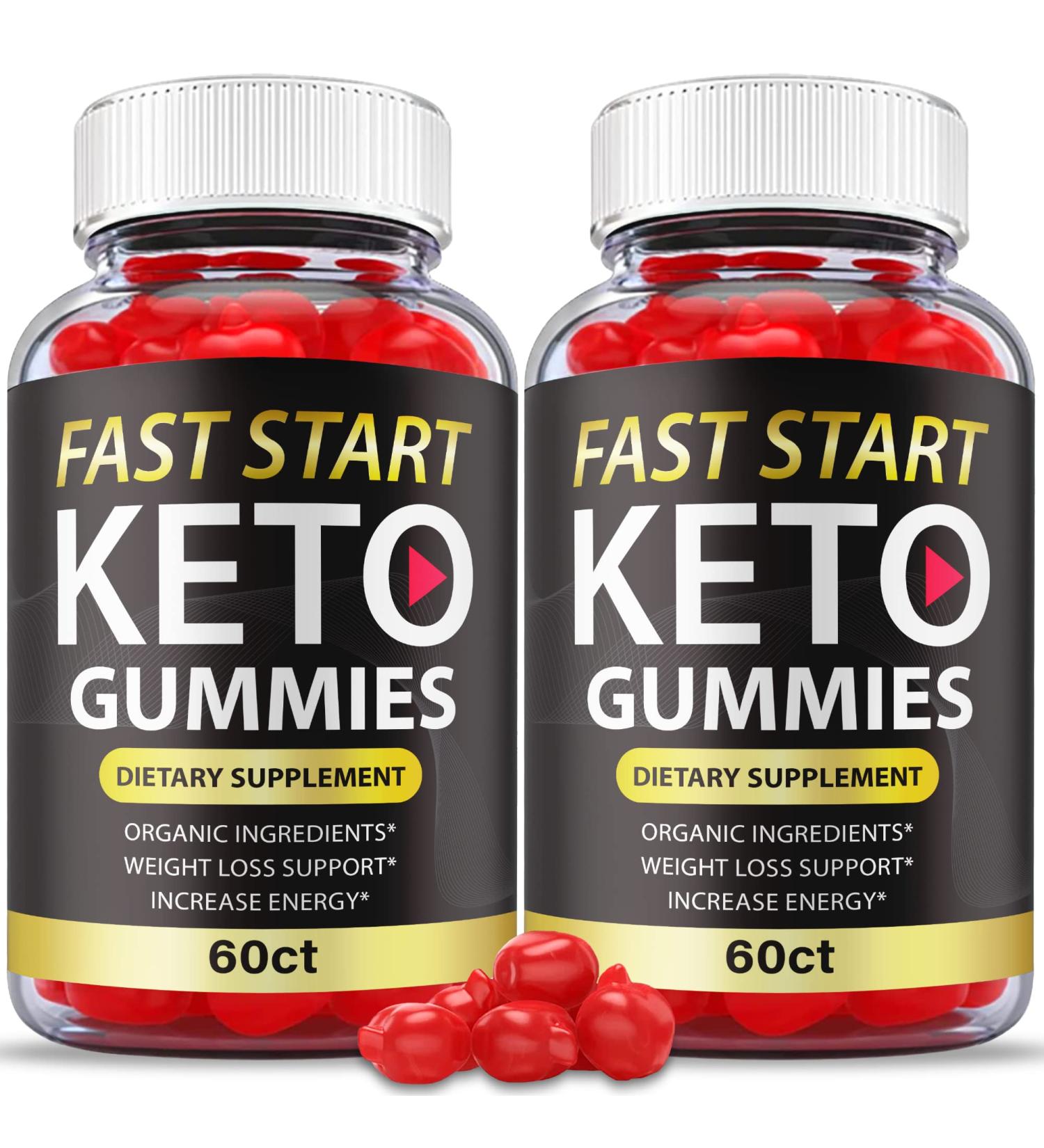Fast Start Keto Gummies - 2 Pack Vegan Non-GMO with ACV, B12, B6 - 120 Count - Buy Online on GoSupps.com