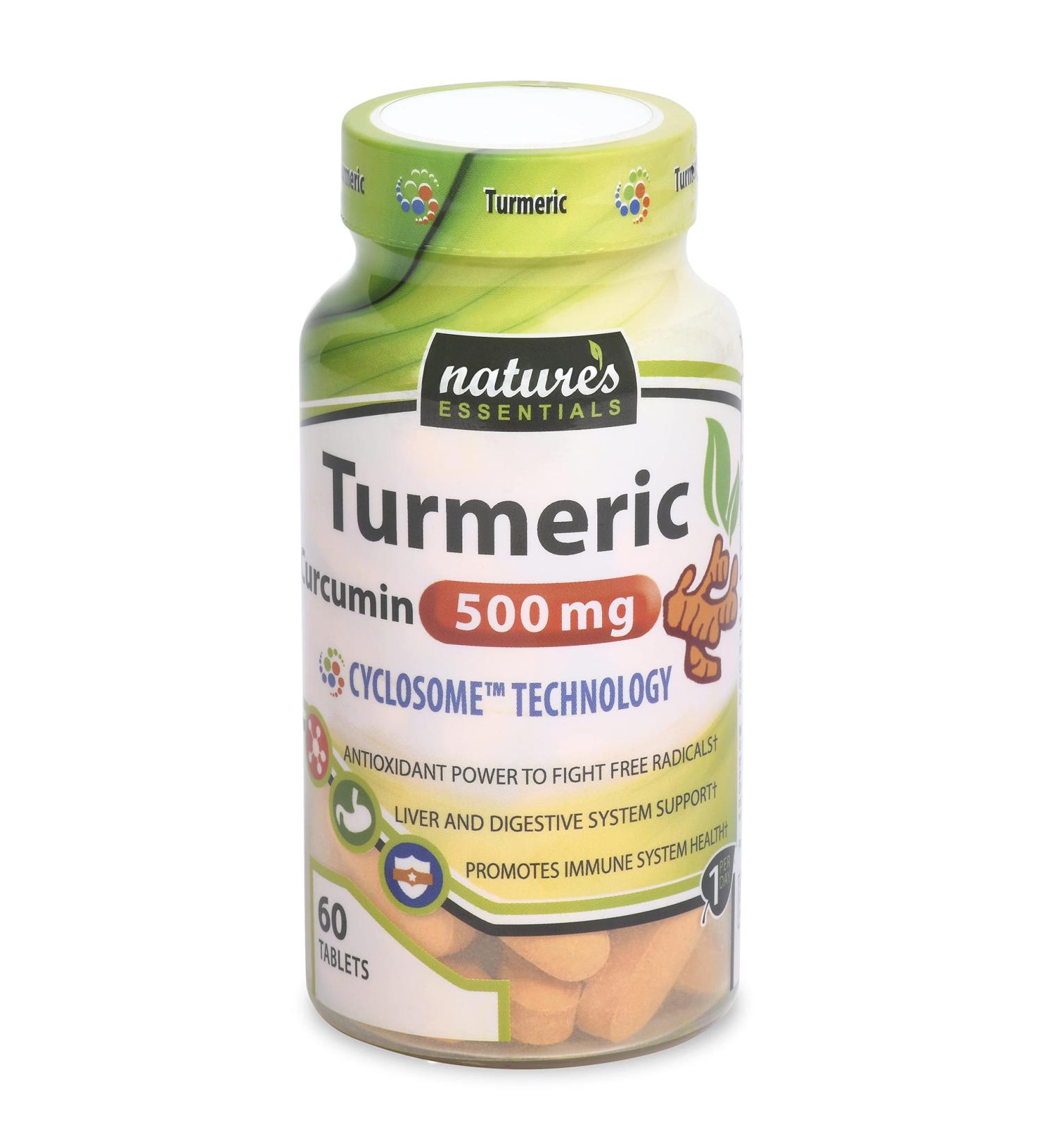 NATURE'S ESSENTIALS Liposomal Turmeric-Curcumin 500mg with Piperine & Cyclodextrin for Maximum Absorption | 2 Month Supply, Non-GMO, Gluten-Free, Vegetarian | Lab Certified | Made in USA - Buy Online on GoSupps.com