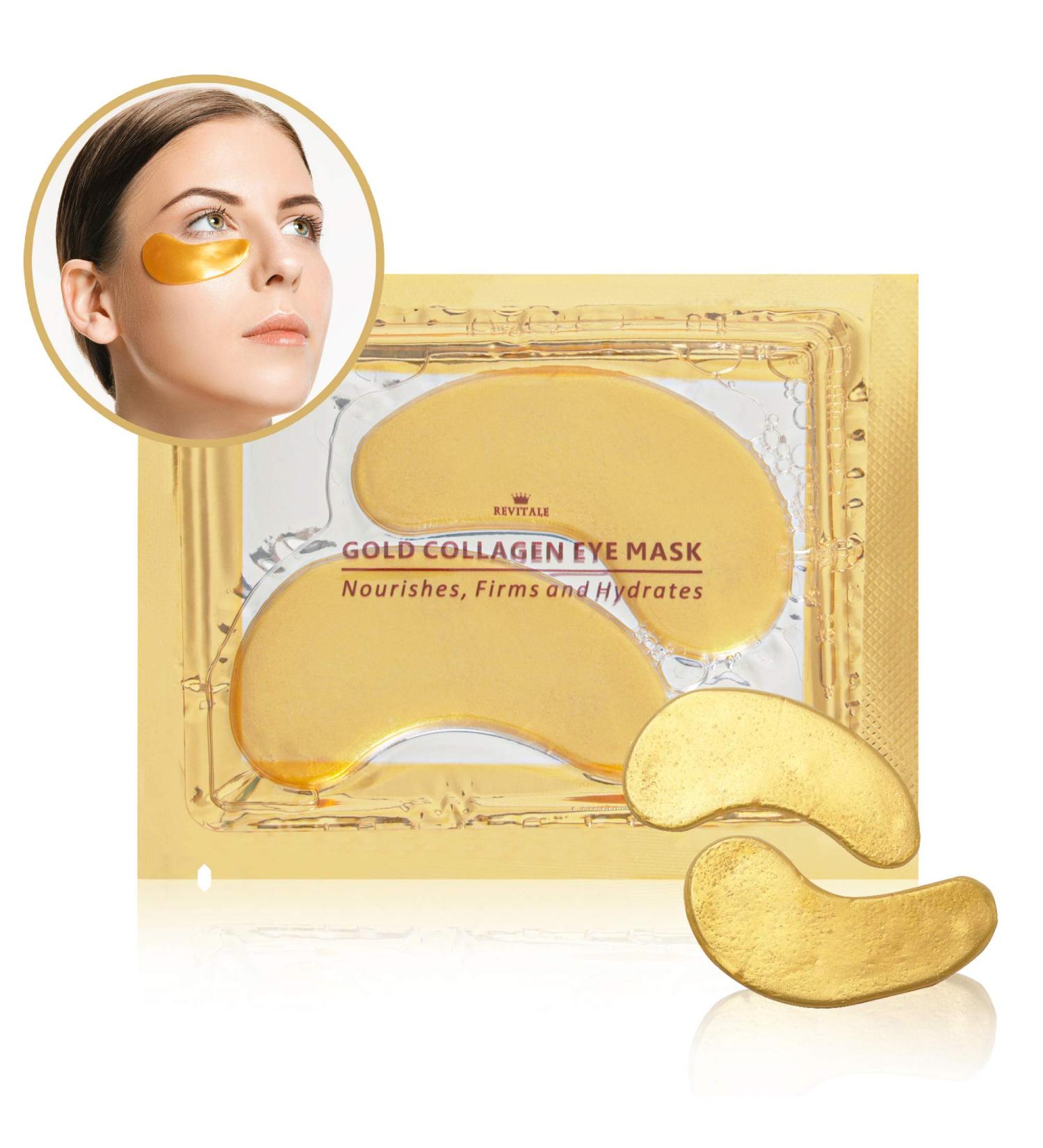 Revitale 24k Gold Under Eye Patches - Collagen Gel Mask for Firming, Hydrating Puffy Eyes & Dark Circles with Hyaluronic Acid - 10 Pairs - Buy Online on GoSupps.com
