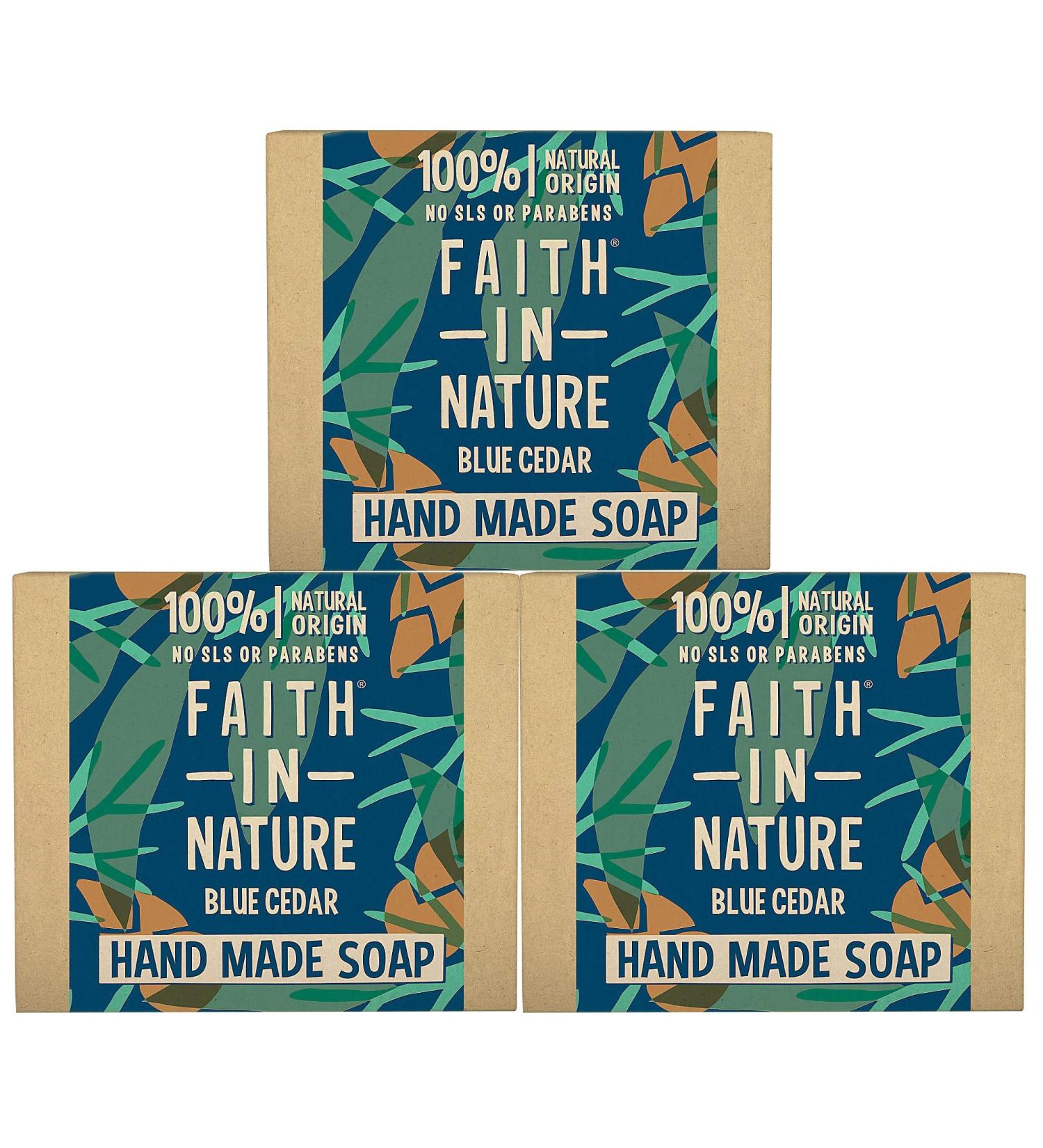 FAITH IN NATURE Faith | Men's Soap Blue Cedar | 3 x 100 g