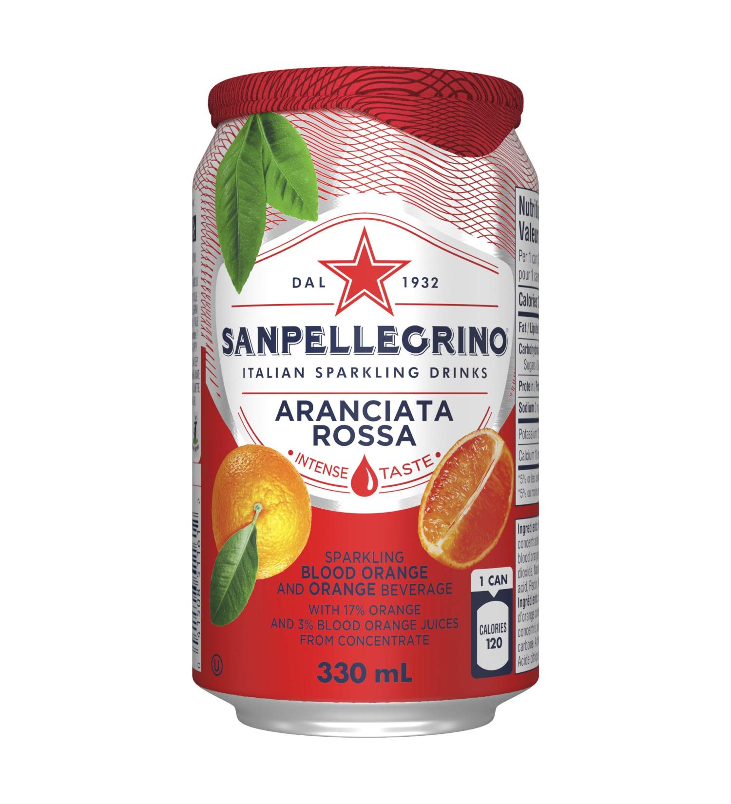 Sanpellegrino Sparkling Soda Fruit Beverages Aranciata Rossa/Blood Orange 330ml Can 24 Cans Total Aranciata Rossa/Blood Orange 330 ml (Pack of 24) - Buy Online on GoSupps.com