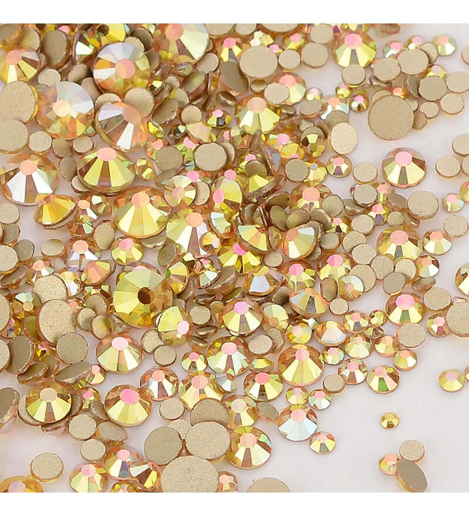 Dowarm 2650 Pieces Non Hotfix Flatback Crystals - Metal Sunlight/Gold - 6 Sizes 1.5mm to 6.5mm - Glass Rhinestones for Crafts, Nails, Face Art & Clothes - Buy Online on GoSupps.com