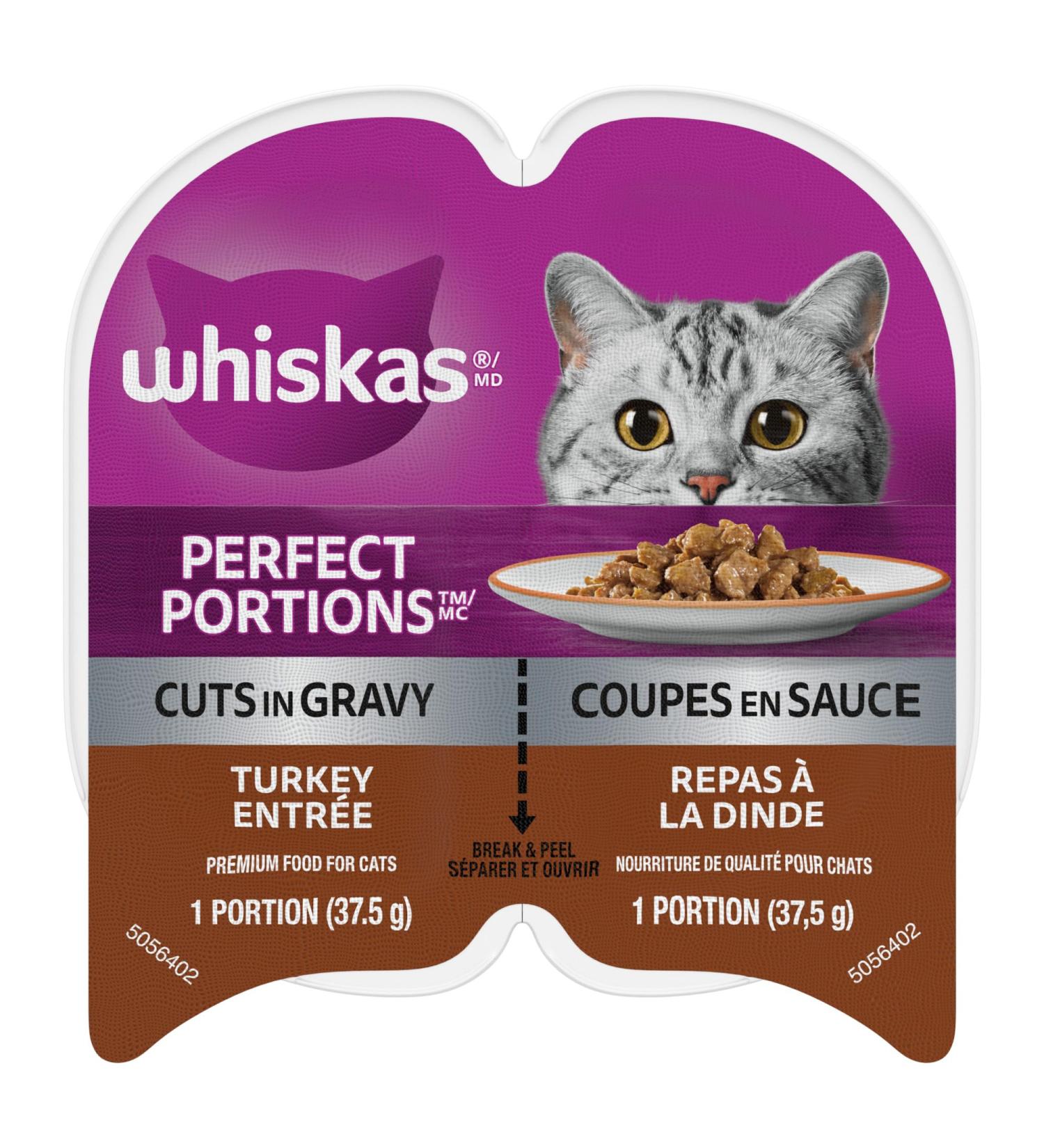 WHISKAS Perfect Portions Wet Cat Food Cuts in Gravy - Turkey - 75g (24 Pack) Cuts in Gravy Turkey 75 g (Pack of 24) - Buy Online on GoSupps.com