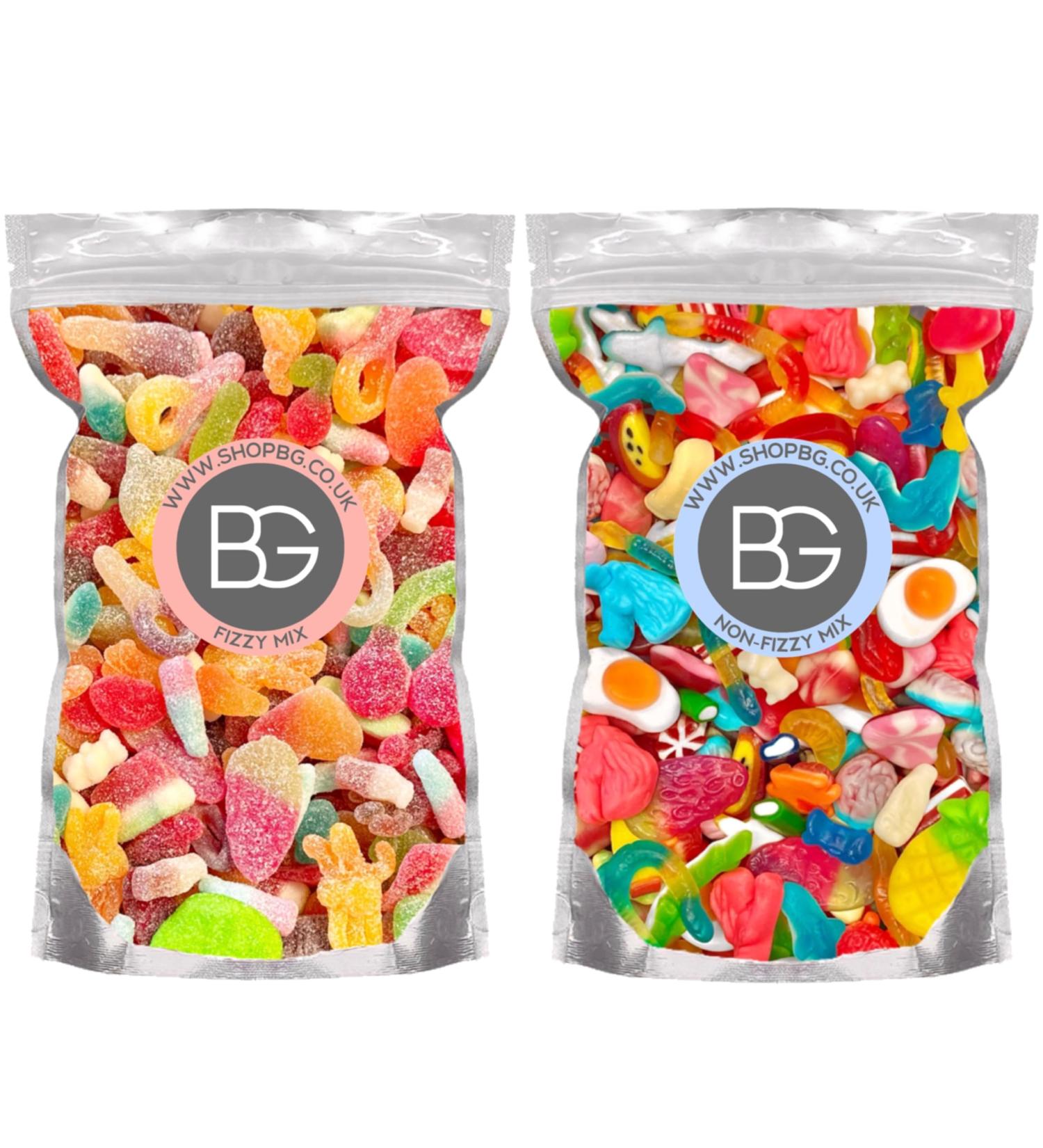 BG Pick & Mix Sweets - Sweeties Retro Candy Bundle Deal 2x Pouches - Fizzy & Non-Fizzy 800g - Buy Online on GoSupps.com