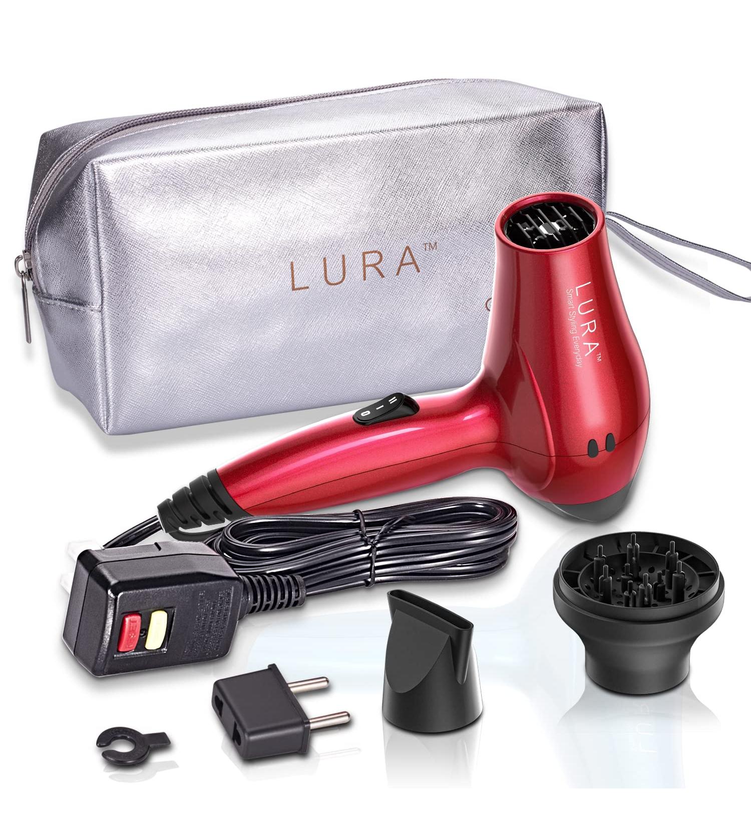 LURA Dual Voltage Travel Hair Dryer with Diffuser | Compact 1200W Blow Dryer for Women Men & Kids - International Shipping Available - Buy Online on GoSupps.com