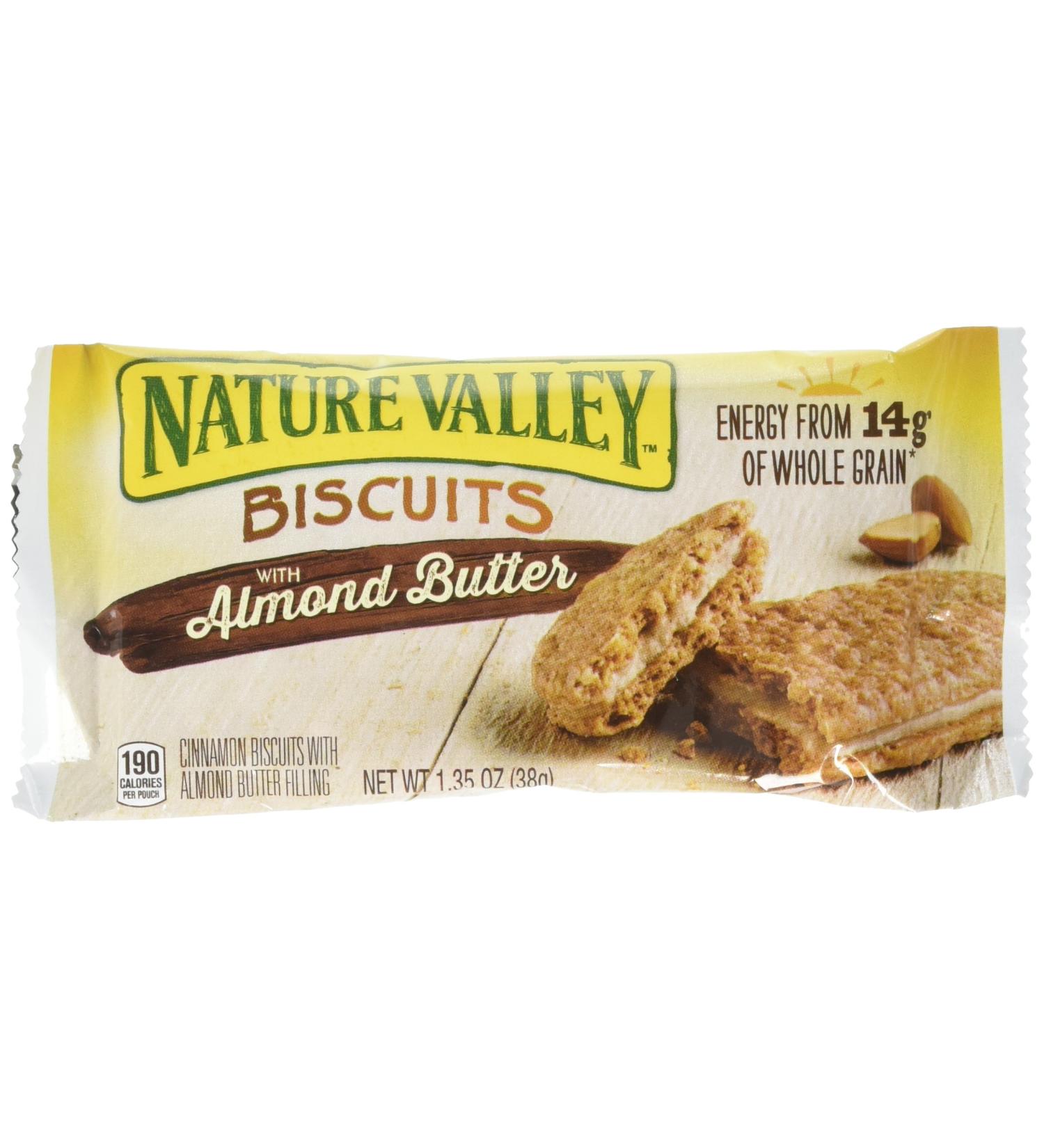 Nature Valley Almond Butter Sandwich Biscuits - 30 Count (1.35 oz/pouch) - Buy Online on GoSupps.com