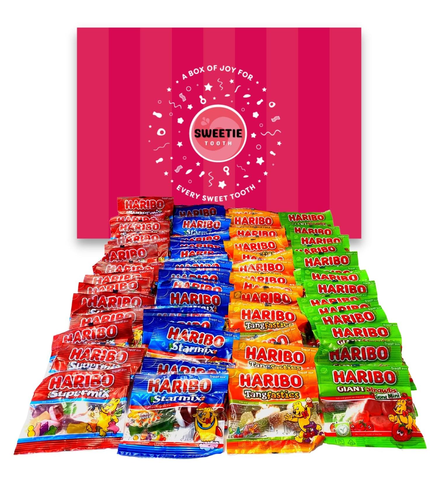Sweetie Tooth's Premium 60 Bag Haribo Hamper Gift Box - Tangfastics Starmix Supermix & Strawbs - Gift box for Christmas Valentines Birthday Easter Kids Thank You Congratulations and More - Buy Online on GoSupps.com