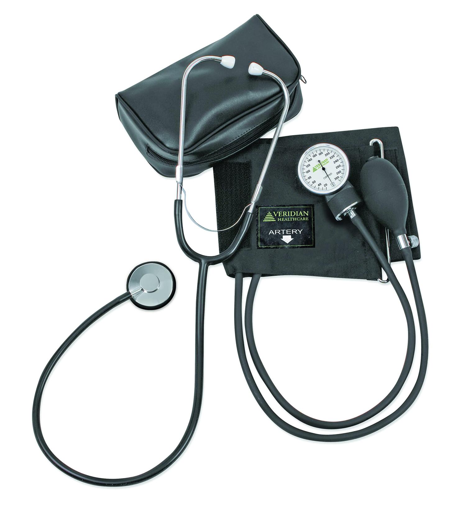 Veridian Healthcare Two-Party Home Blood Pressure Kit with Detached Nurse Stethoscope Latex Free Adult (01-5521)