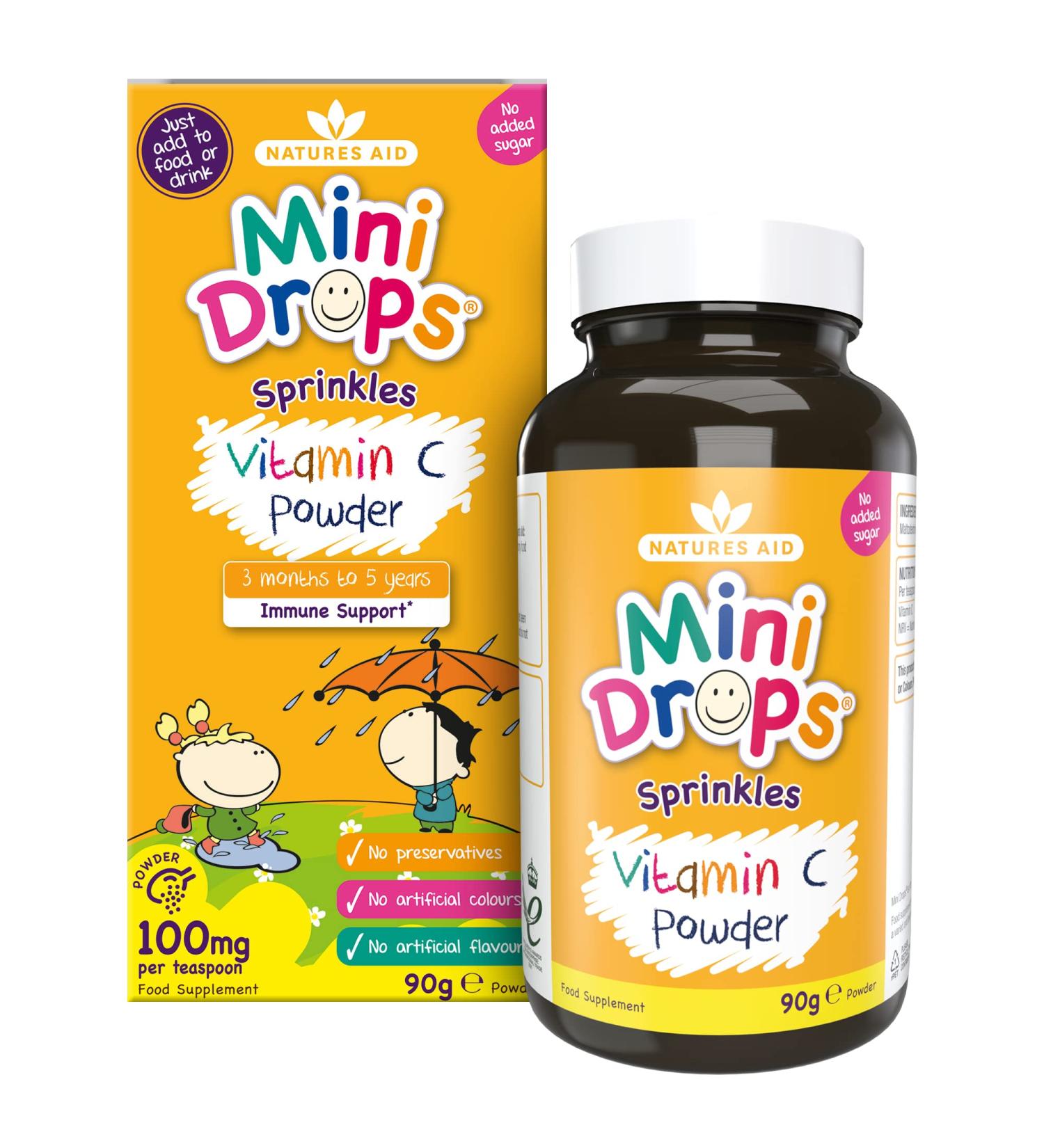 Natures Aid Mini Drops Vitamin C Powder for Infants & Children - 90g - Buy Online on GoSupps.com