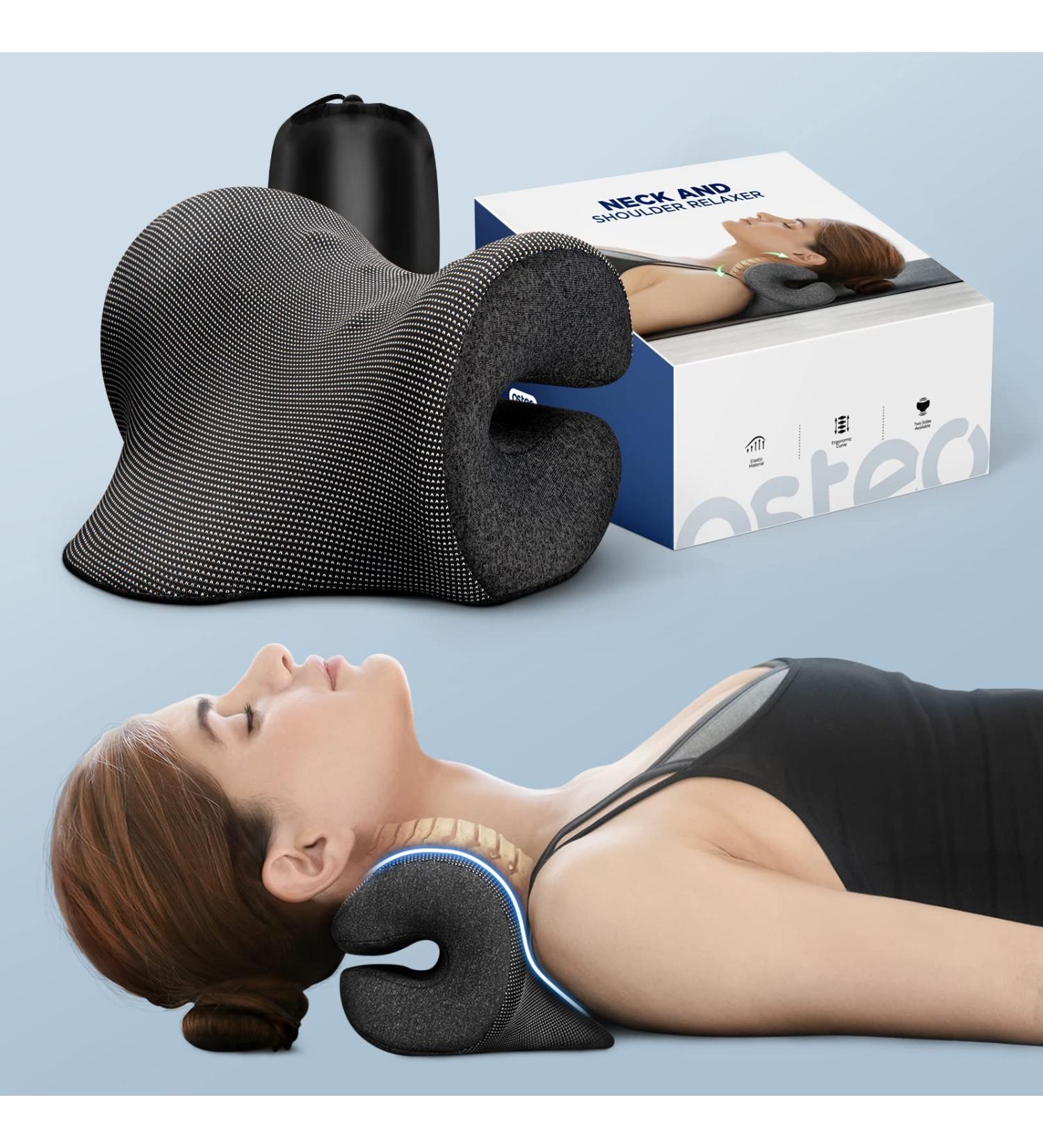Osteo Neck Stretcher with Magnetic Therapy Cover | 2 Modes Pain Relief Cervical Traction Device | Chiropractic Pillow for TMJ Headache | Spine Alignment | Black - Buy Online on GoSupps.com