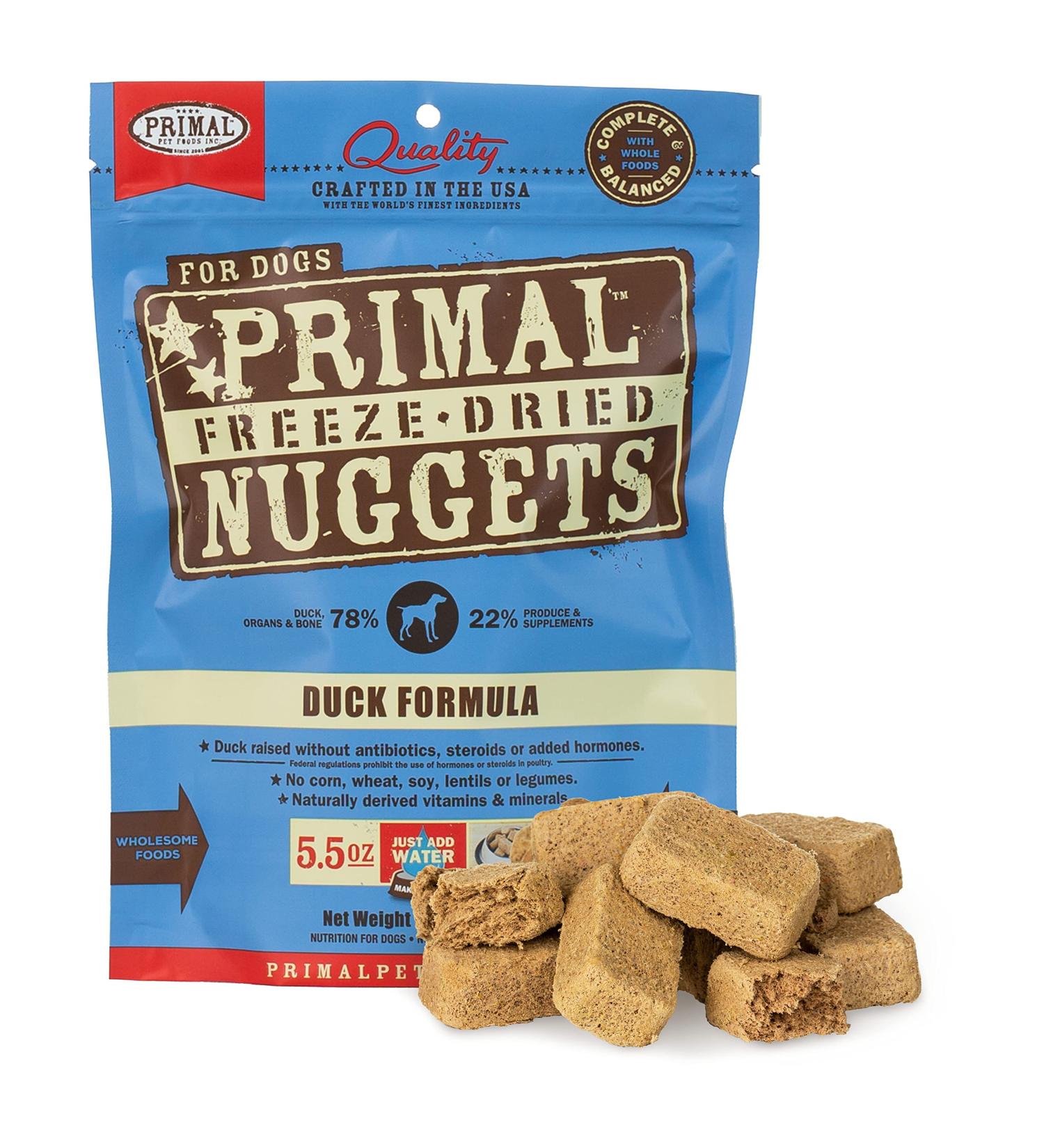Primal Freeze Dried Dog Food Nuggets Duck Formula - Grain Free Raw Dog Food (5.5 oz) - Buy Online on GoSupps.com