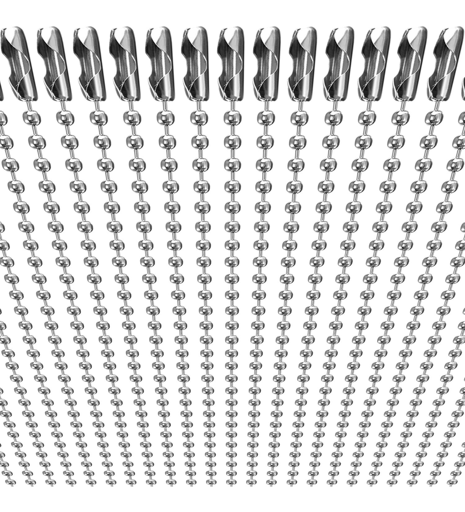 50-Pack Dog Tag Chain Necklace Bulk - 24 Silver Ball Bead Chains for DIY Jewelry Making & Crafts - Buy Online on GoSupps.com