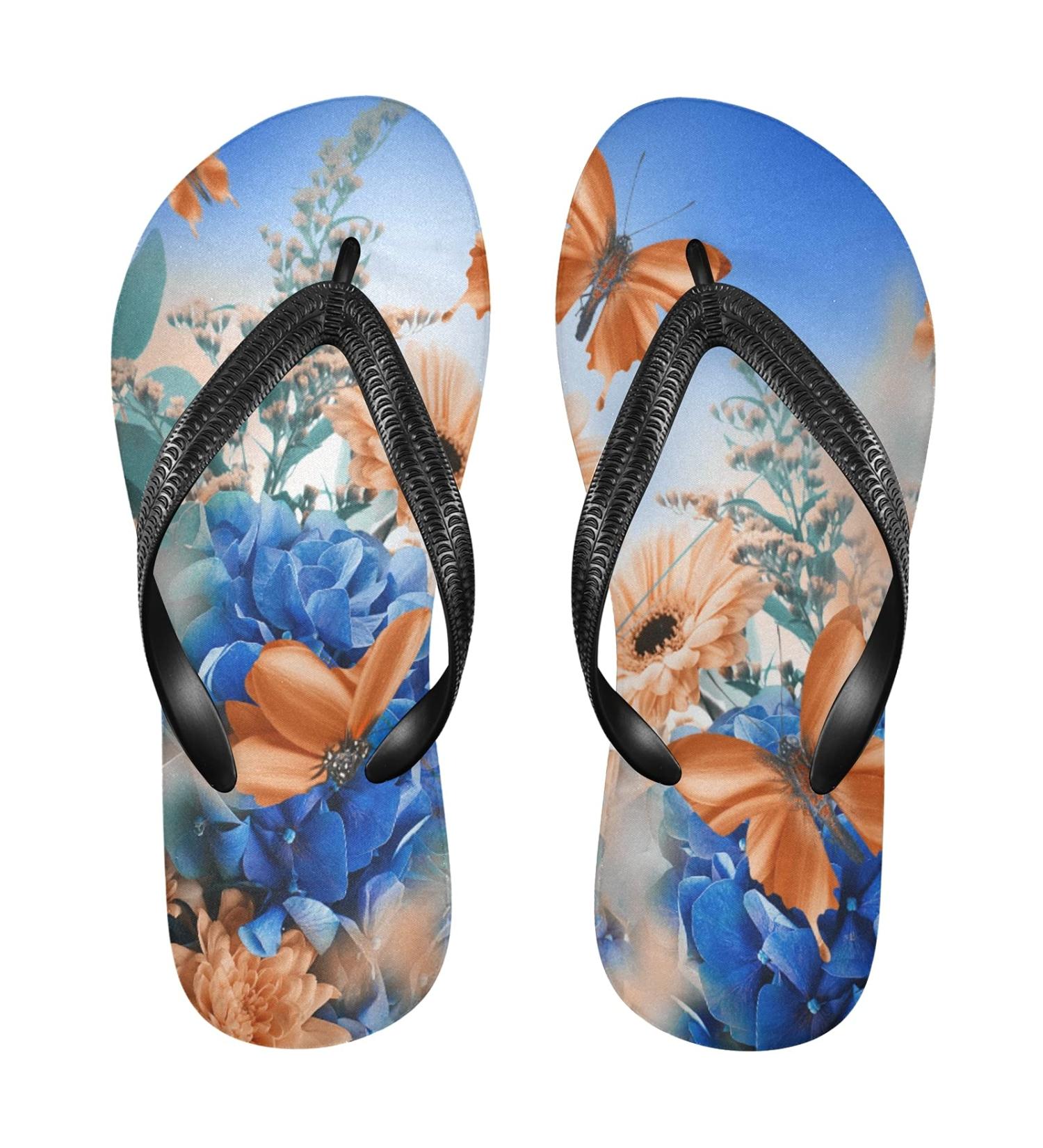 Mnsruu Nature Floral Blossom Purple Flip Flops Comfortable Sandals for Home Hotel Spa and Travel XXL for Men & Women - Buy Online on GoSupps.com