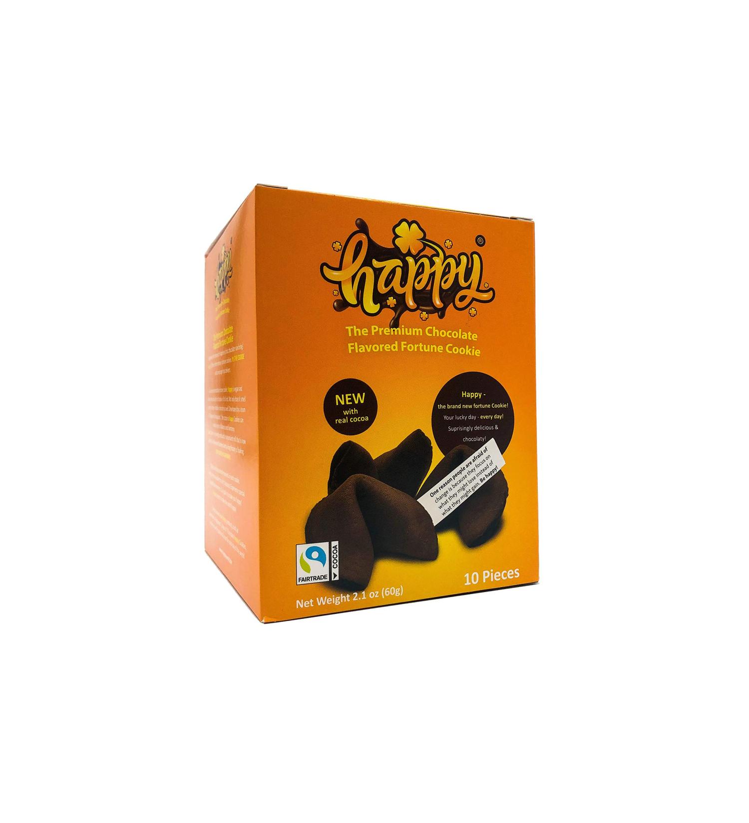 Happy Chocolate Flavored Fortune Cookie - 10 Cookies | 2.1 oz Net Weight - Buy Online on GoSupps.com