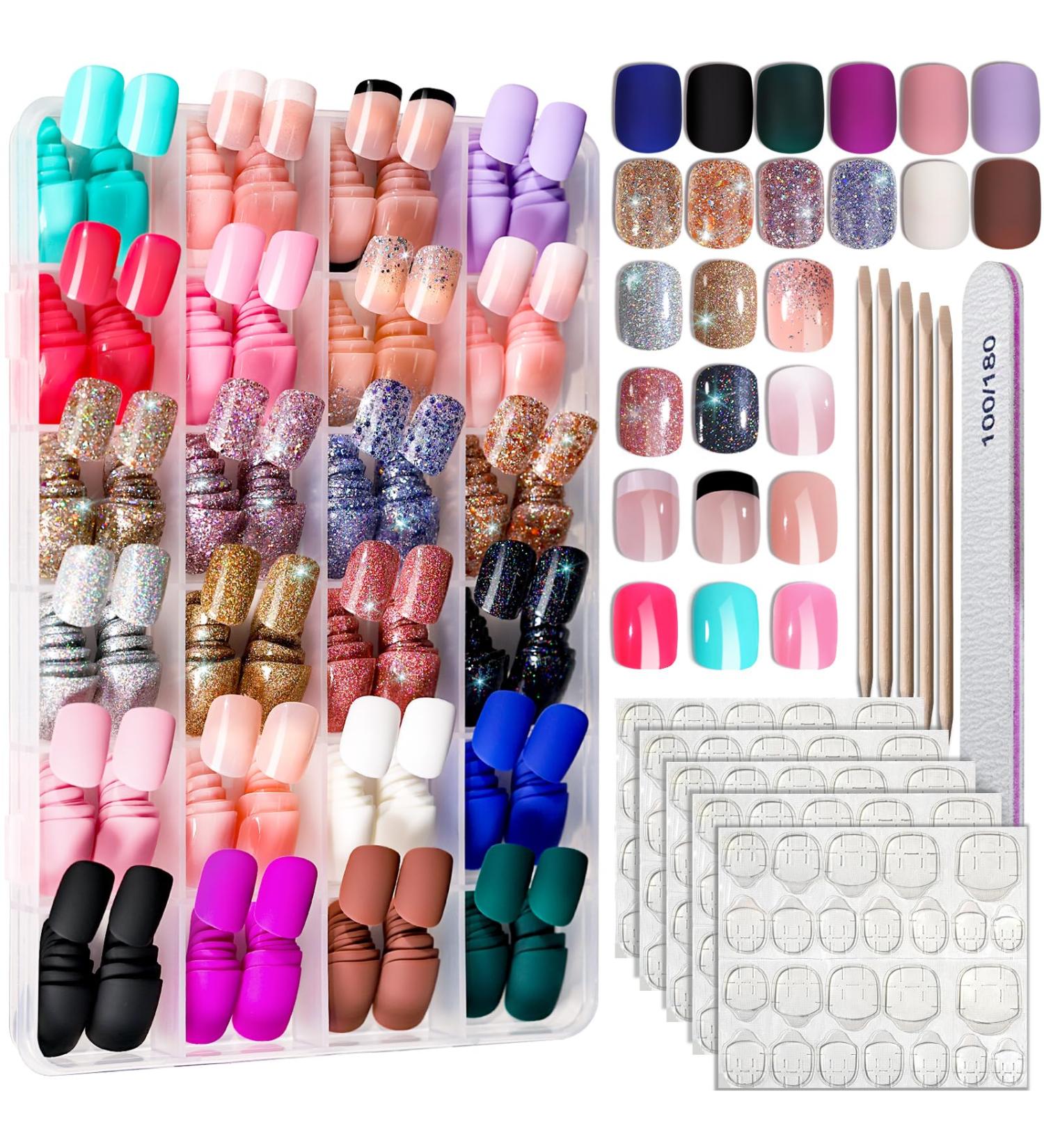 FANDAMEI Press on Nails - 24 Colors 576 PCS Short Matte & Glossy Press on Nails Glitter Press on Nails - Lightweight & Natural Fit for Stunning Nail Art - Buy Online on GoSupps.com