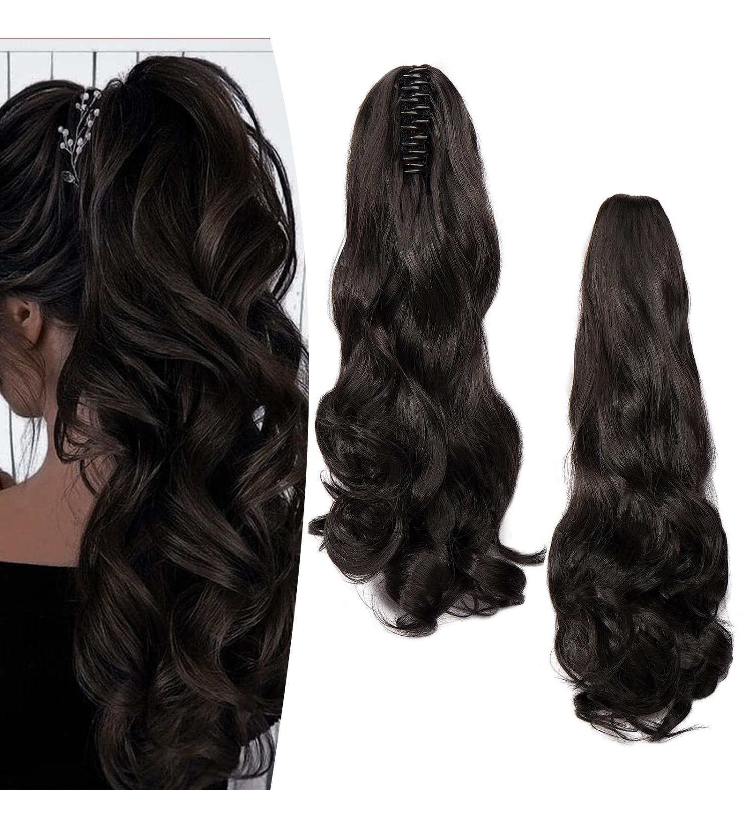 50cm Dark Brown Curly Claw Clip Ponytail Extensions | Wavy Hair Braid | Synthetic Hair for Women - Buy Online on GoSupps.com