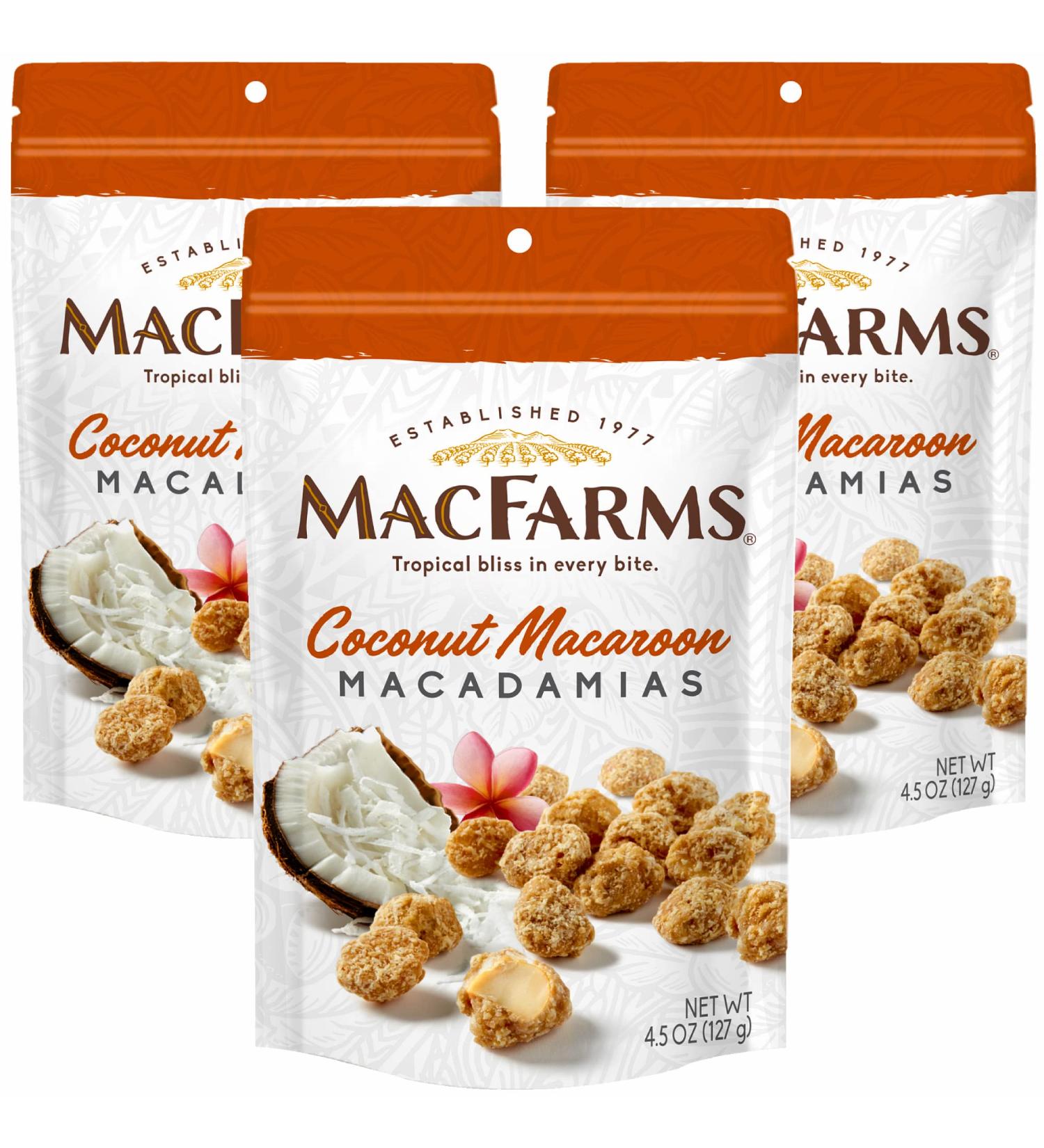 MacFarms Coconut Macaroon Macadamia Nuts - 4.5 Oz (Pack of 3) - Buy Online on GoSupps.com