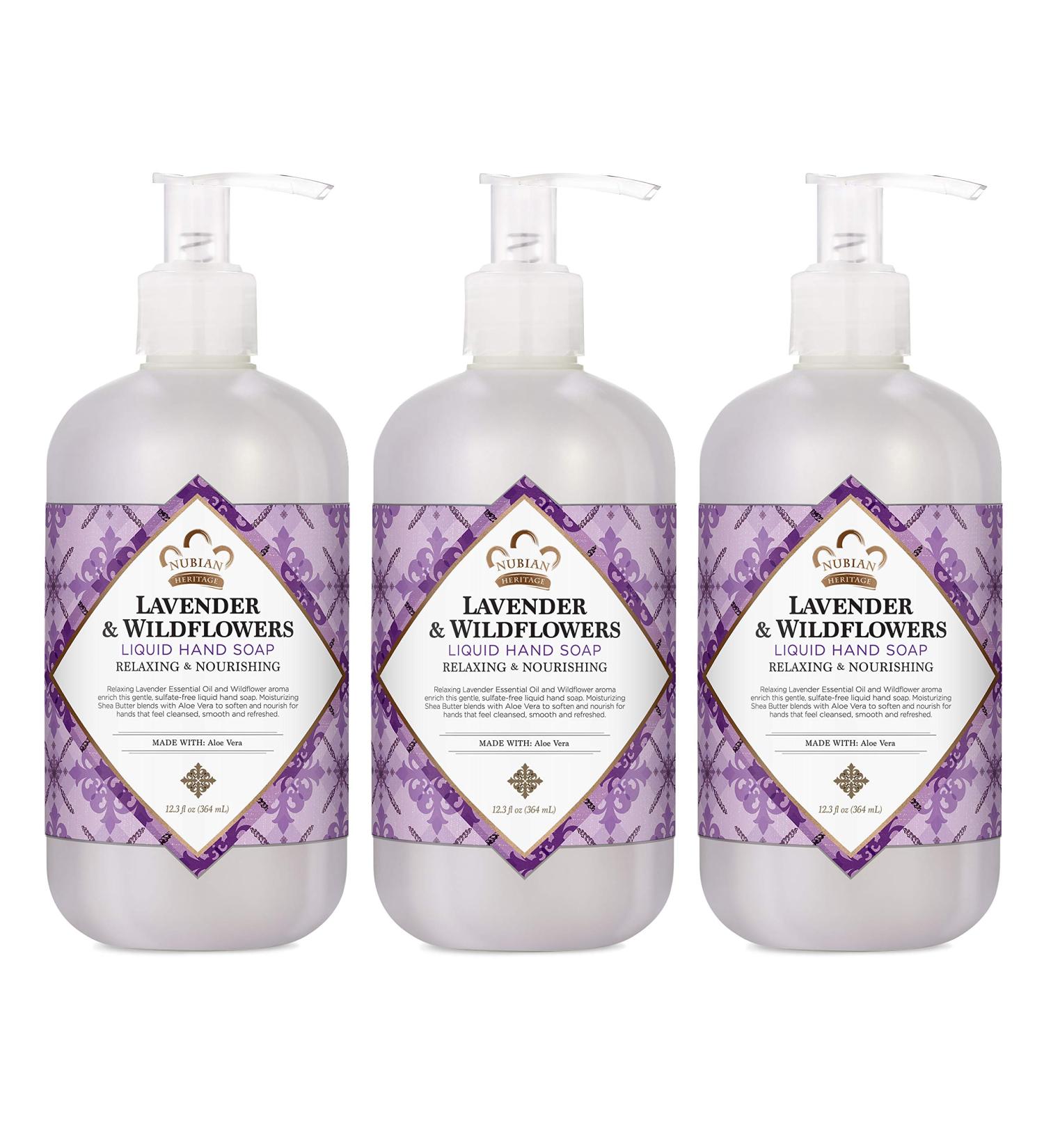 Nubian Heritage Hand Wash To Cleanse & Nourish Lavender & Wildflowers Nourishing Hand Soap 12.3 oz 3 Count - Buy Online on GoSupps.com