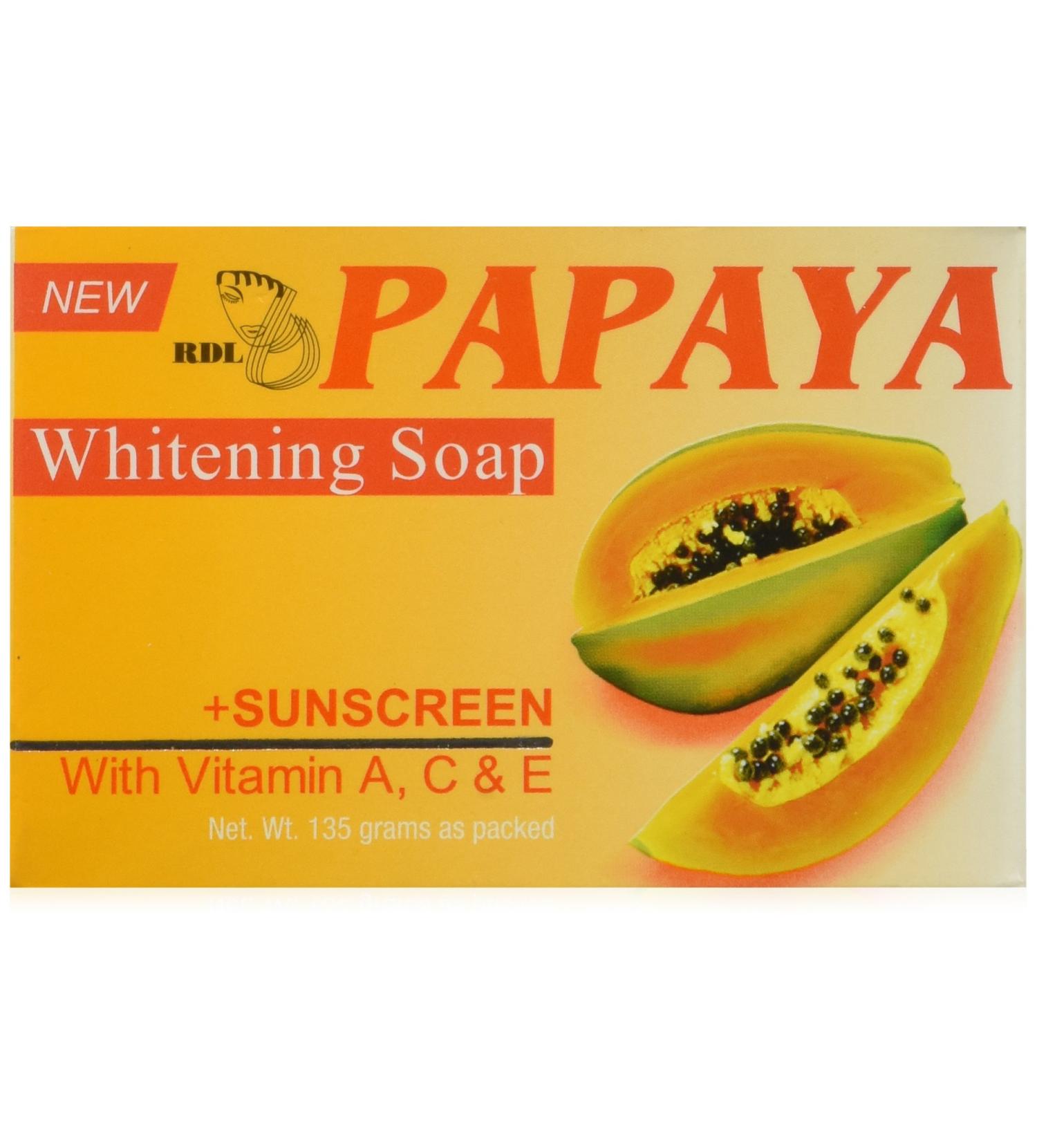 RDL Papaya Skin Whitening Soap Plus Sunscreen w/ Vitamin A C & E - 135 g