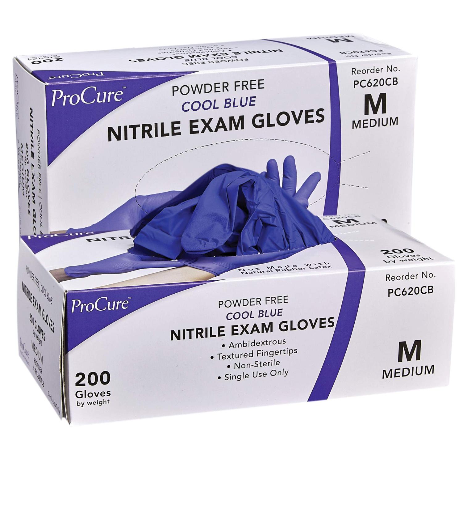Blue Nitrile Medical Exam Gloves - Latex Free, Powder Free, Food Safe, 3 Mil Thickness, Size Medium - Buy Online on GoSupps.com