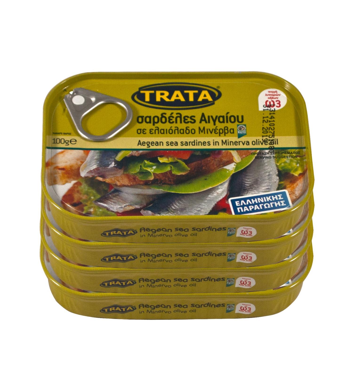 Trata Greek Sardines in Olive Oil Net Weight 400g - Buy Online on GoSupps.com
