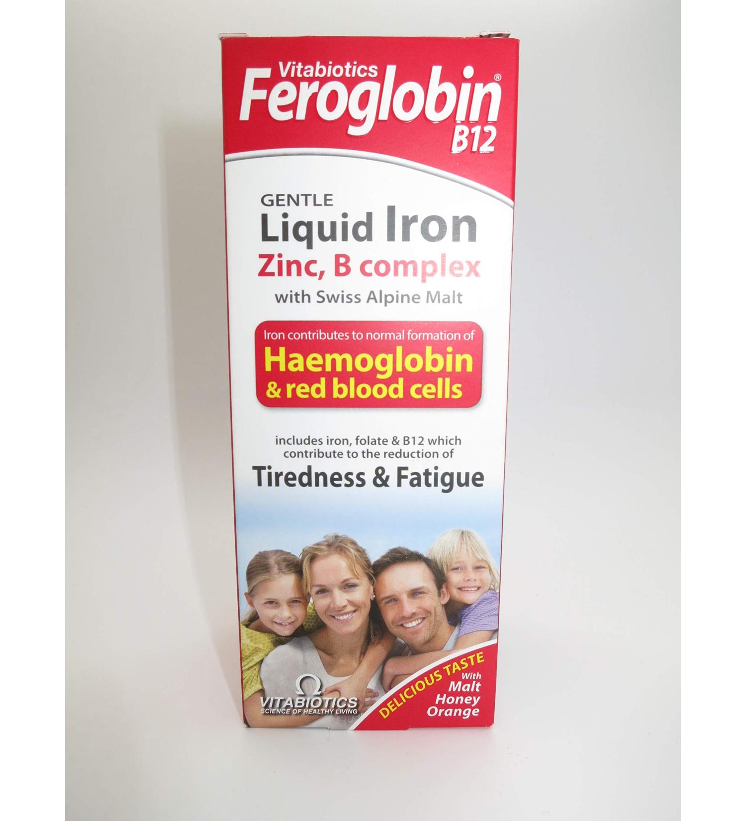 Feroglobin Vitabiotics B12 Iron Liquid Supplement 200ml - Boost Energy & Iron Levels - Buy Online on GoSupps.com