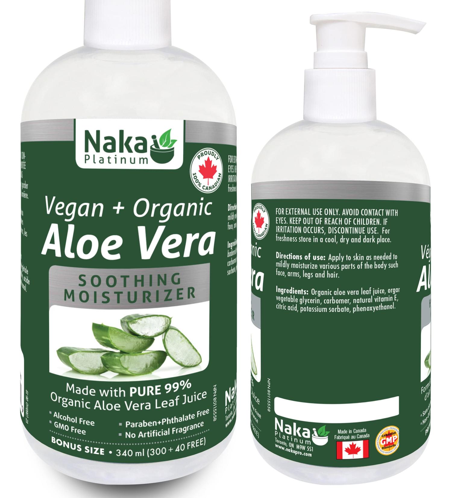 ORGANIC Aloe Vera Vegan + Soothing Moisturizer 99% PURE Cold Pressed Made in Canada (340ml) 340 ml (Pack of 1) - Buy Online on GoSupps.com