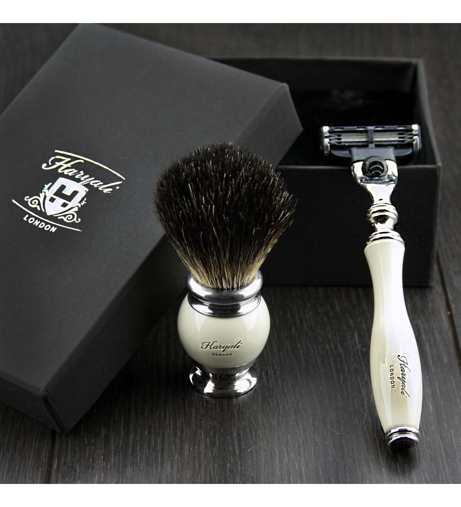 Mens 2 PC Shave Set Badger Shaving Brush and Razor in GIFTBox Xmas Gift