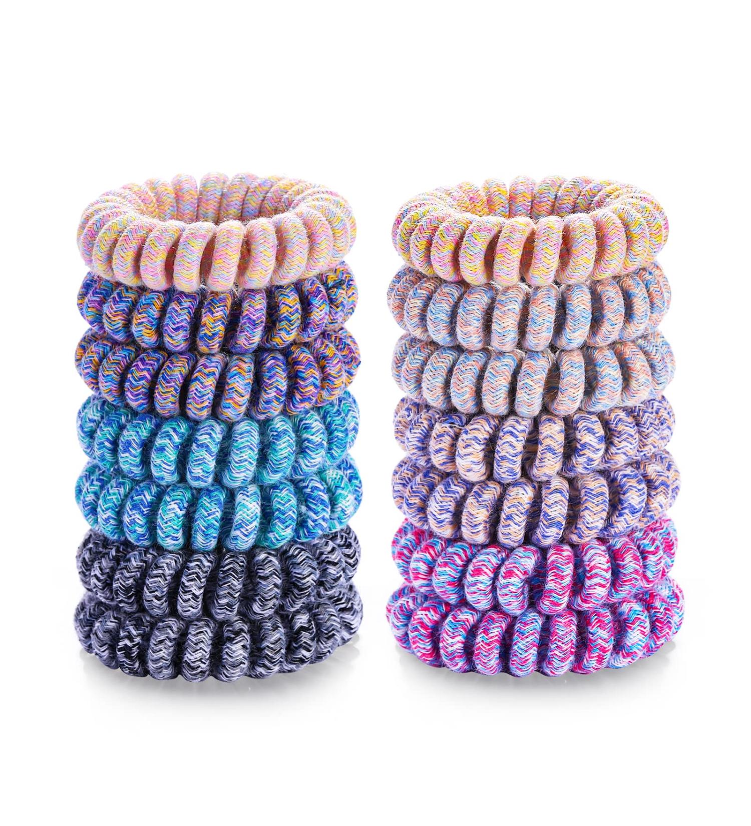 14 Pcs Women Ponytail Braid Hair Elastic Spiral Hair Ties - Multi-color Waterproof Coil Hair Accessories (Medium Size) - Buy Online on GoSupps.com