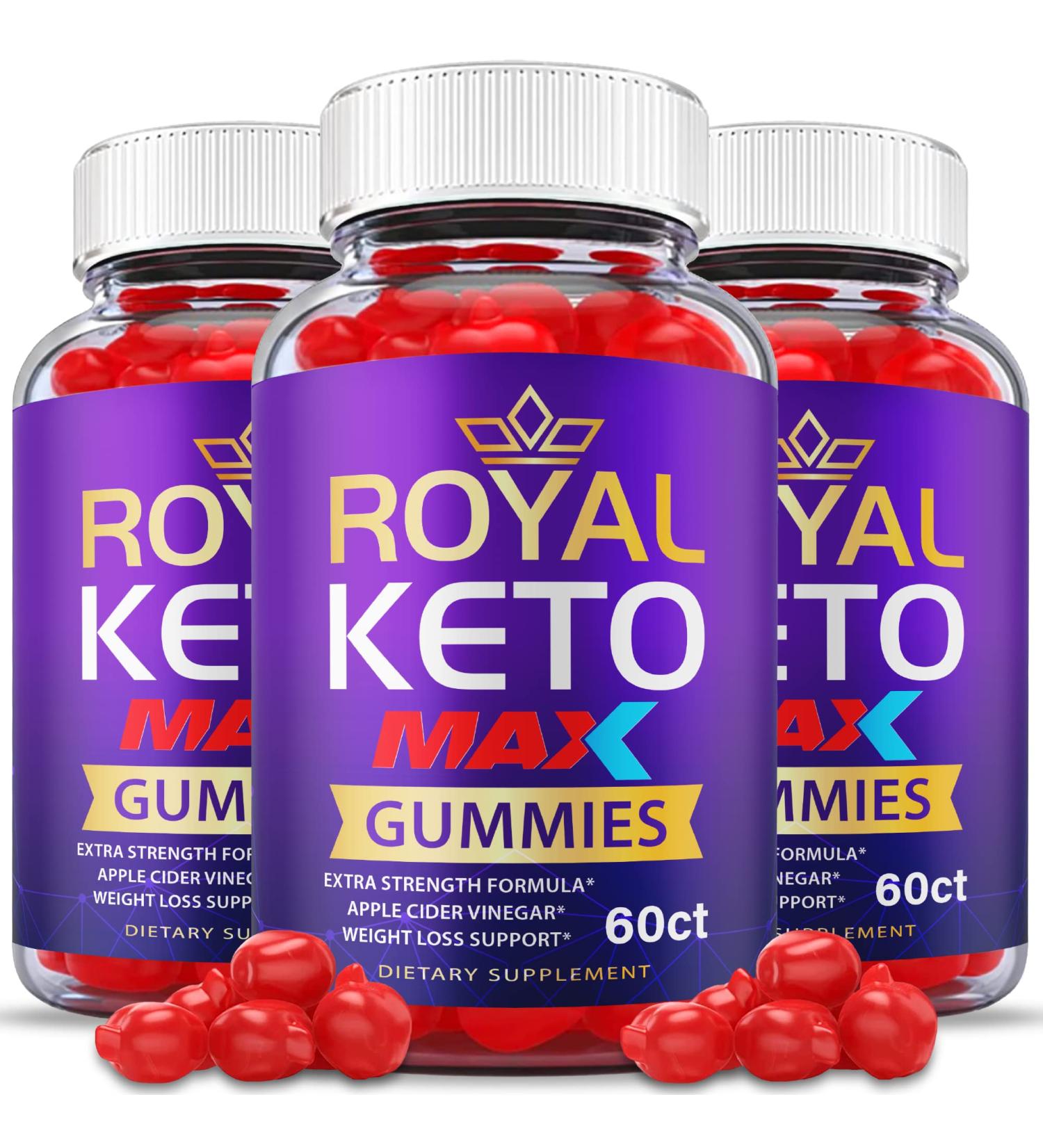 Royal Keto Gummies Max Strength - 3 Pack of Vegan ACV Weight Loss Gummies with Beet Root Juice and Vitamin B12 - 180 Purple Gummies - Buy Online on GoSupps.com