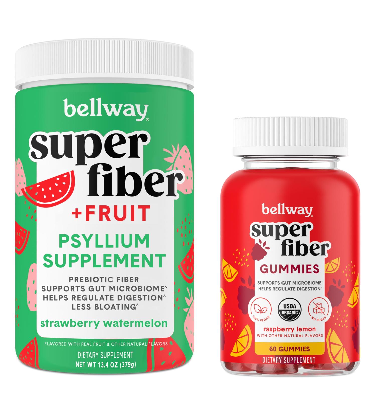 Bellway Super Fiber Powder + Fruit Strawberry Watermelon Super Fiber Gummies Bundle - Buy Online on GoSupps.com