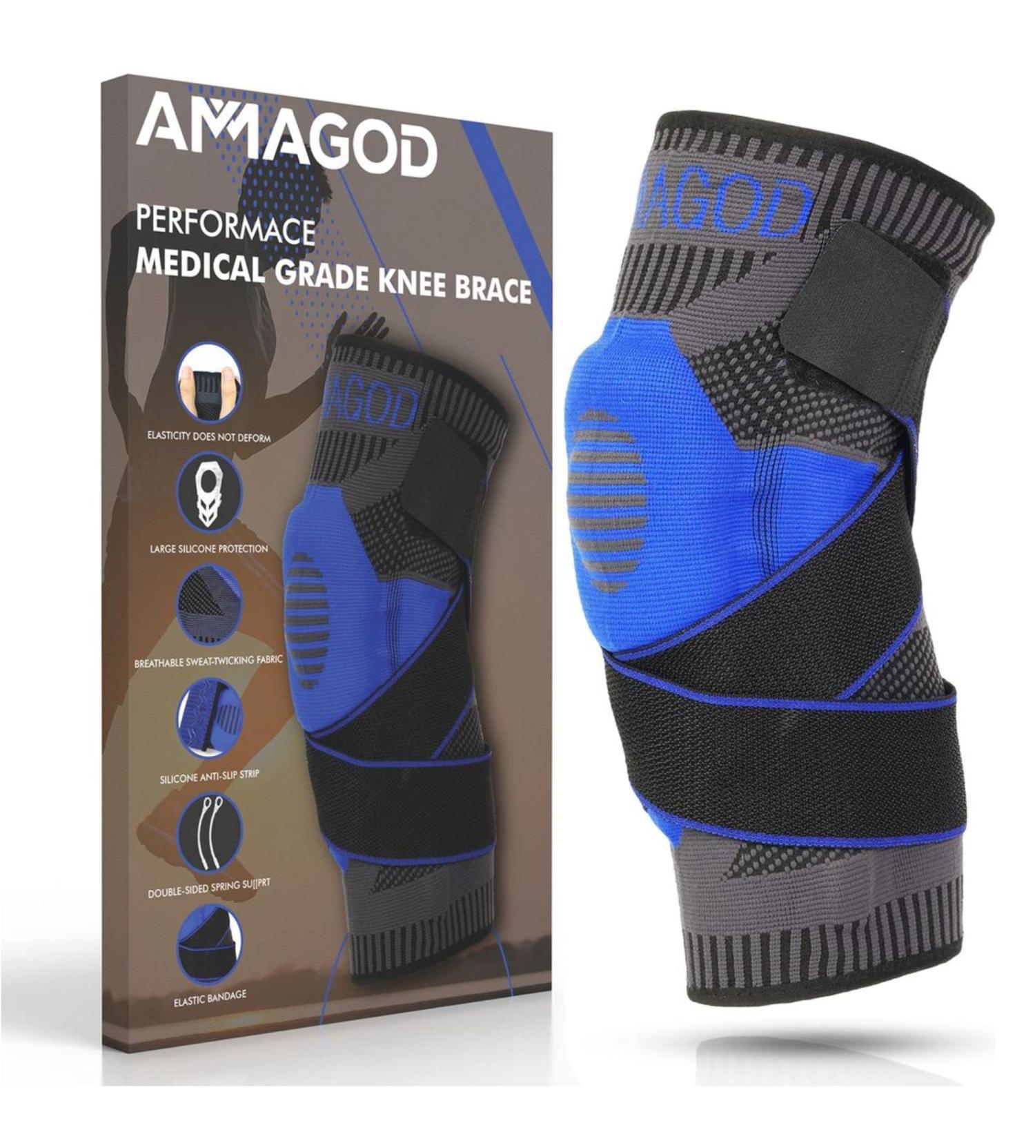 Medical Grade Knee Compression Sleeve - X-Large Support with Gel Pad & Stabilizers for Optimal Performance - Buy Online on GoSupps.com