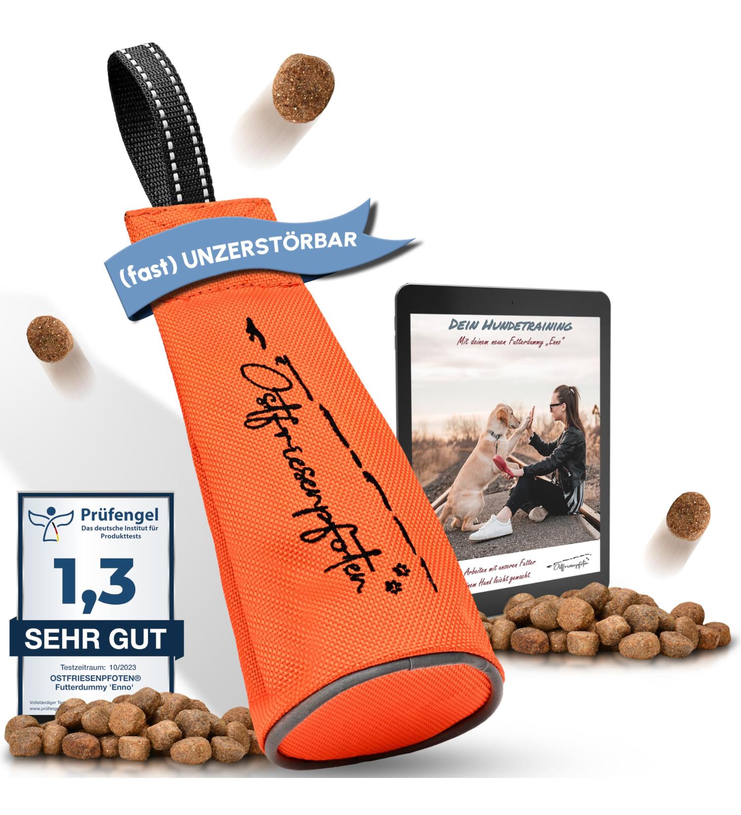 Ostfriesenpfoten Durable Feed Bag Enno - Washable Dog Dummy Size S Metal-Free Orange | Includes Agility Training eBook - All Breeds - Buy Online on GoSupps.com