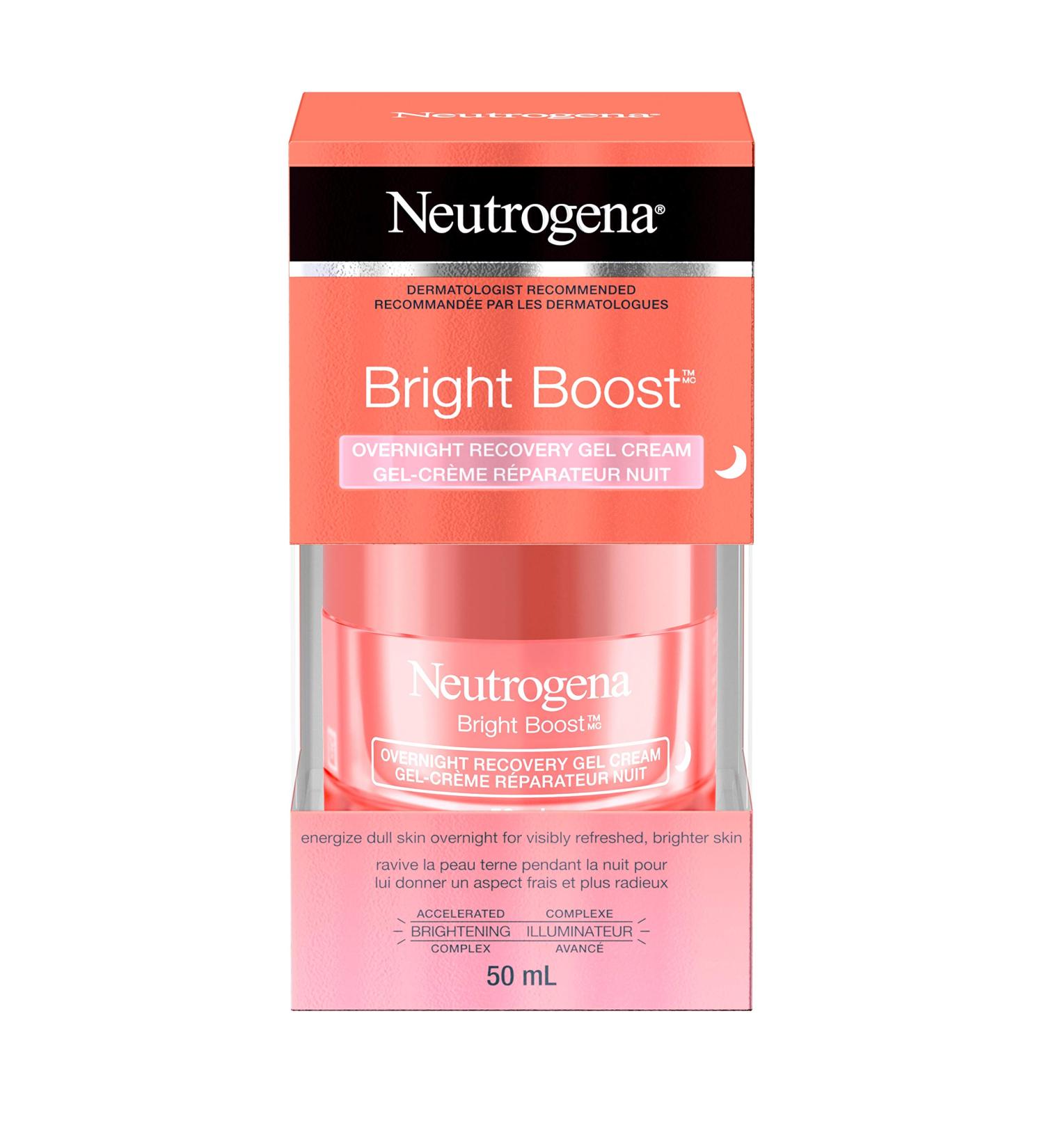 Neutrogena Bright Boost Overnight Recovery Gel Face Night Cream with Vitamin C for a Brighter more Even Skin Tone 50mL - Buy Online on GoSupps.com