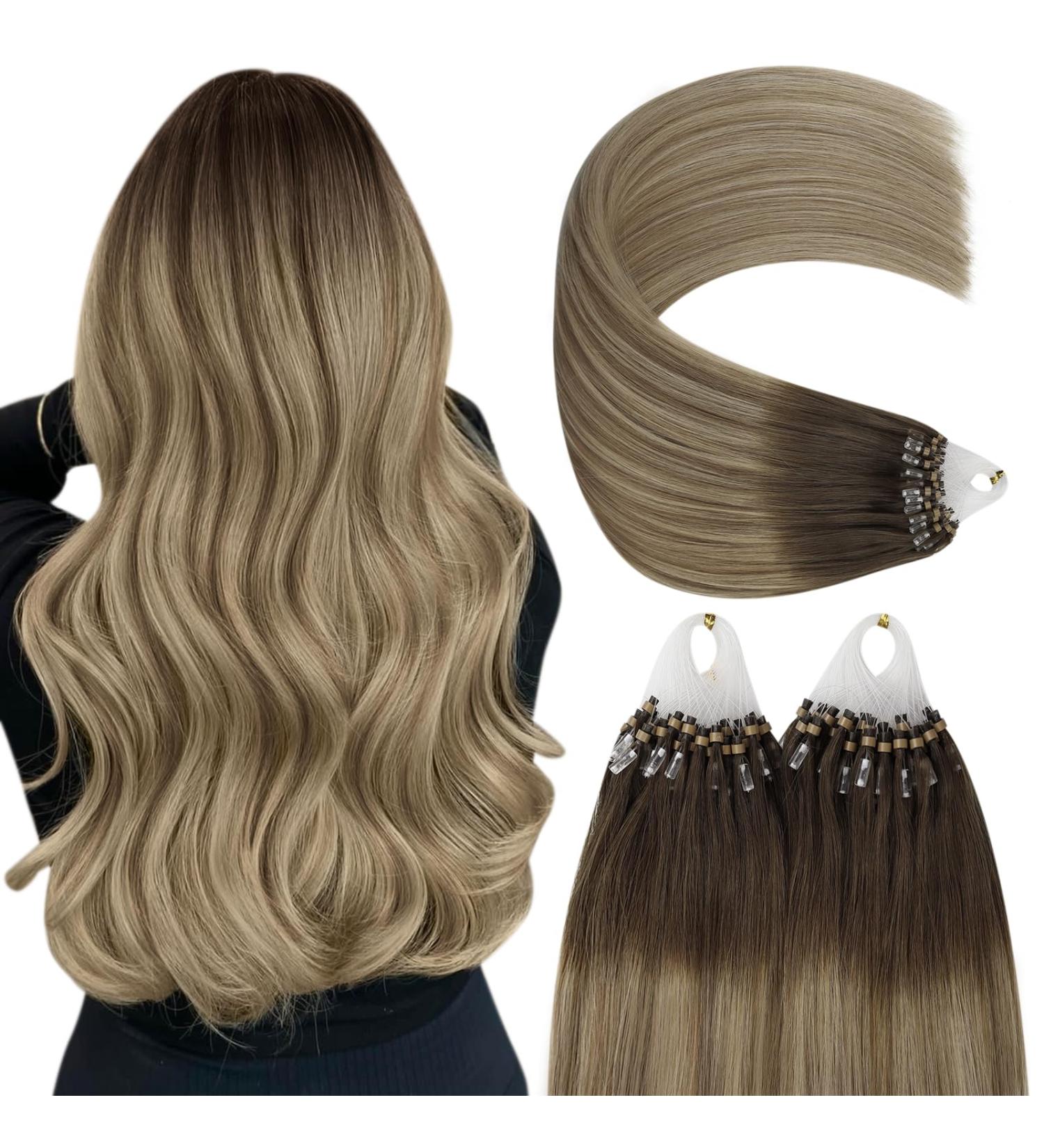 Youngsee Microring Extensions - Real Hair Balayage 50cm 1g - Braun & Blond Loop Hair Extensions | 50g/50s #3/8/22 - Buy Online on GoSupps.com